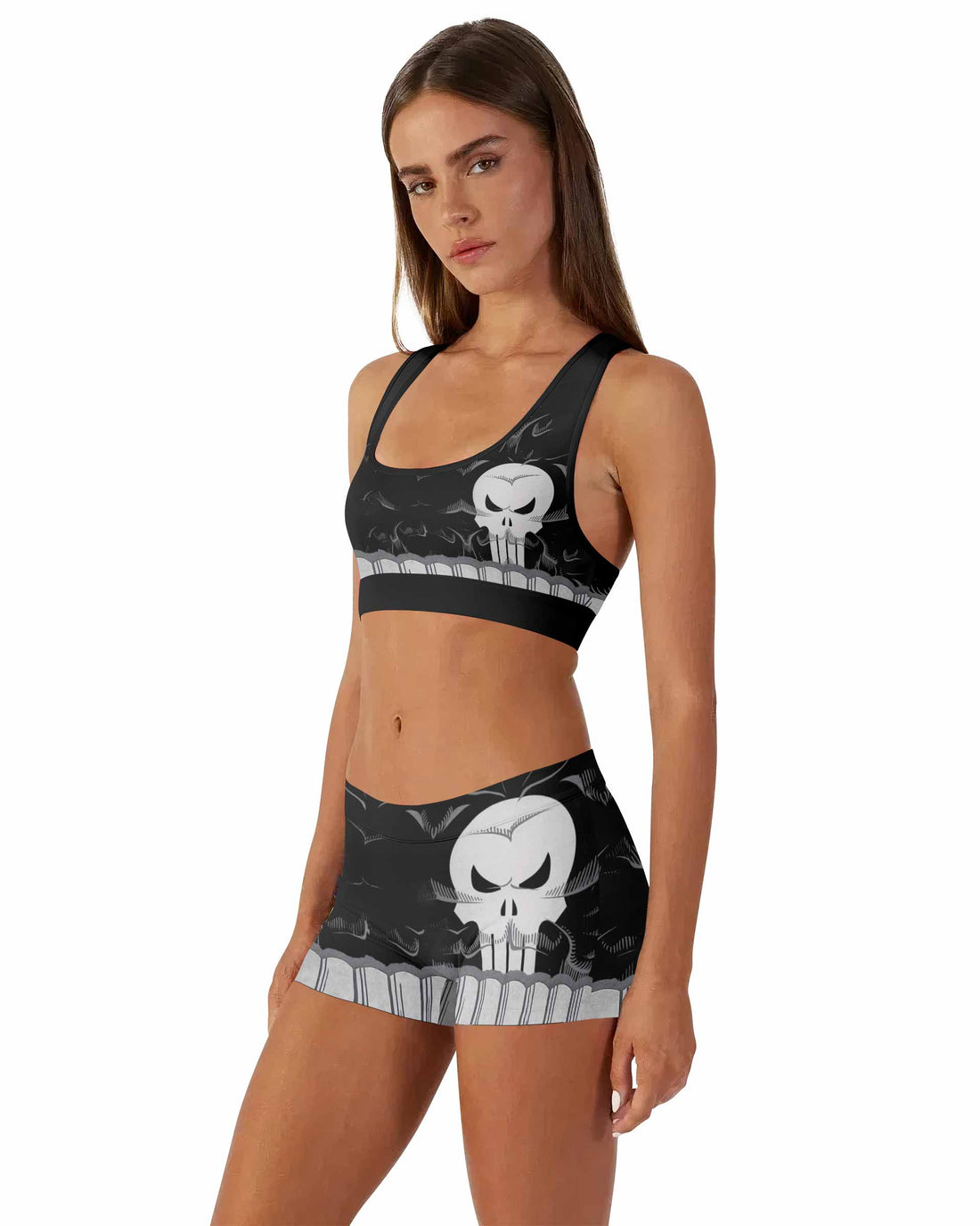 Punisher Skull Tactical Women's Workout Set - front lifestyle view
