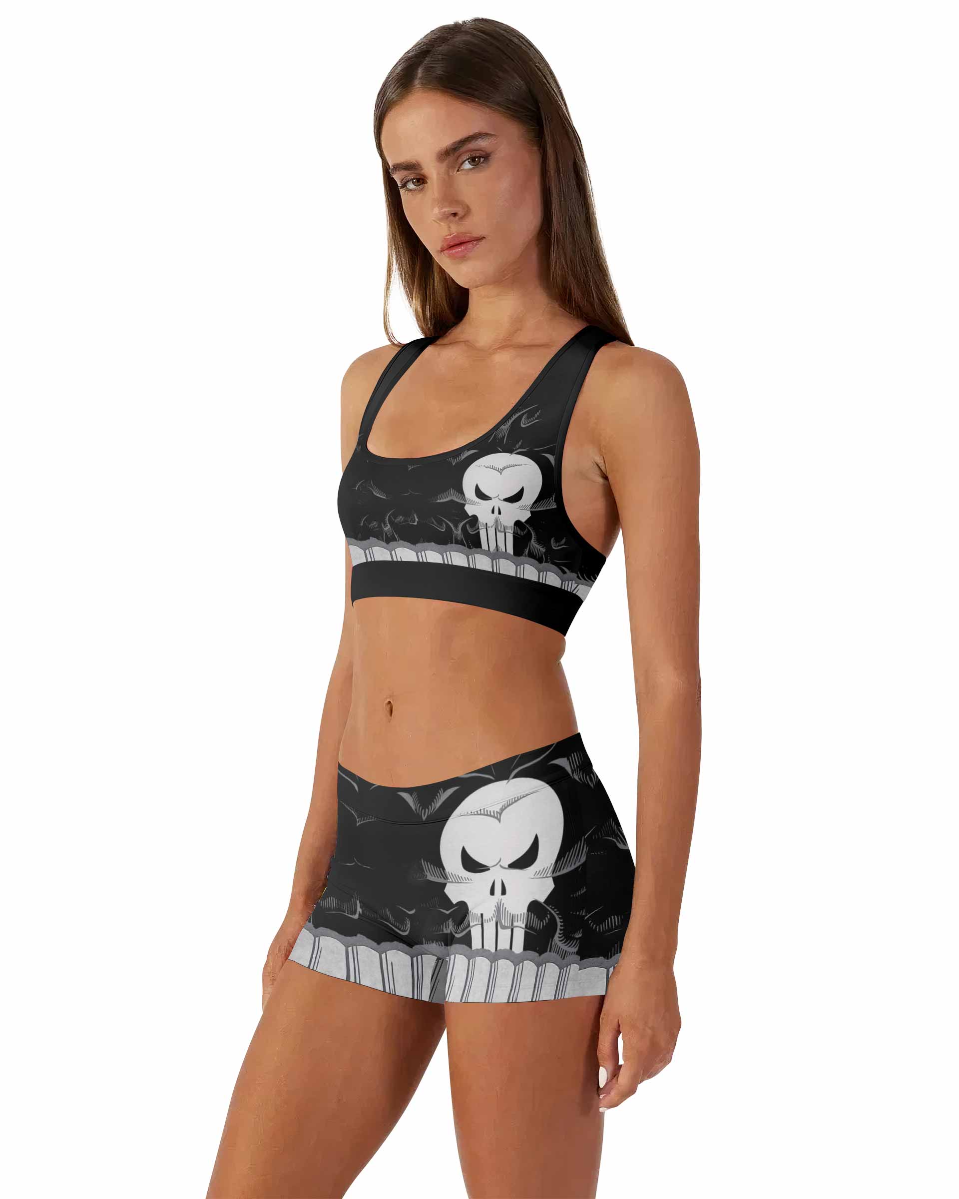 Punisher Skull Tactical Women's Workout Set - side lifestyle view
