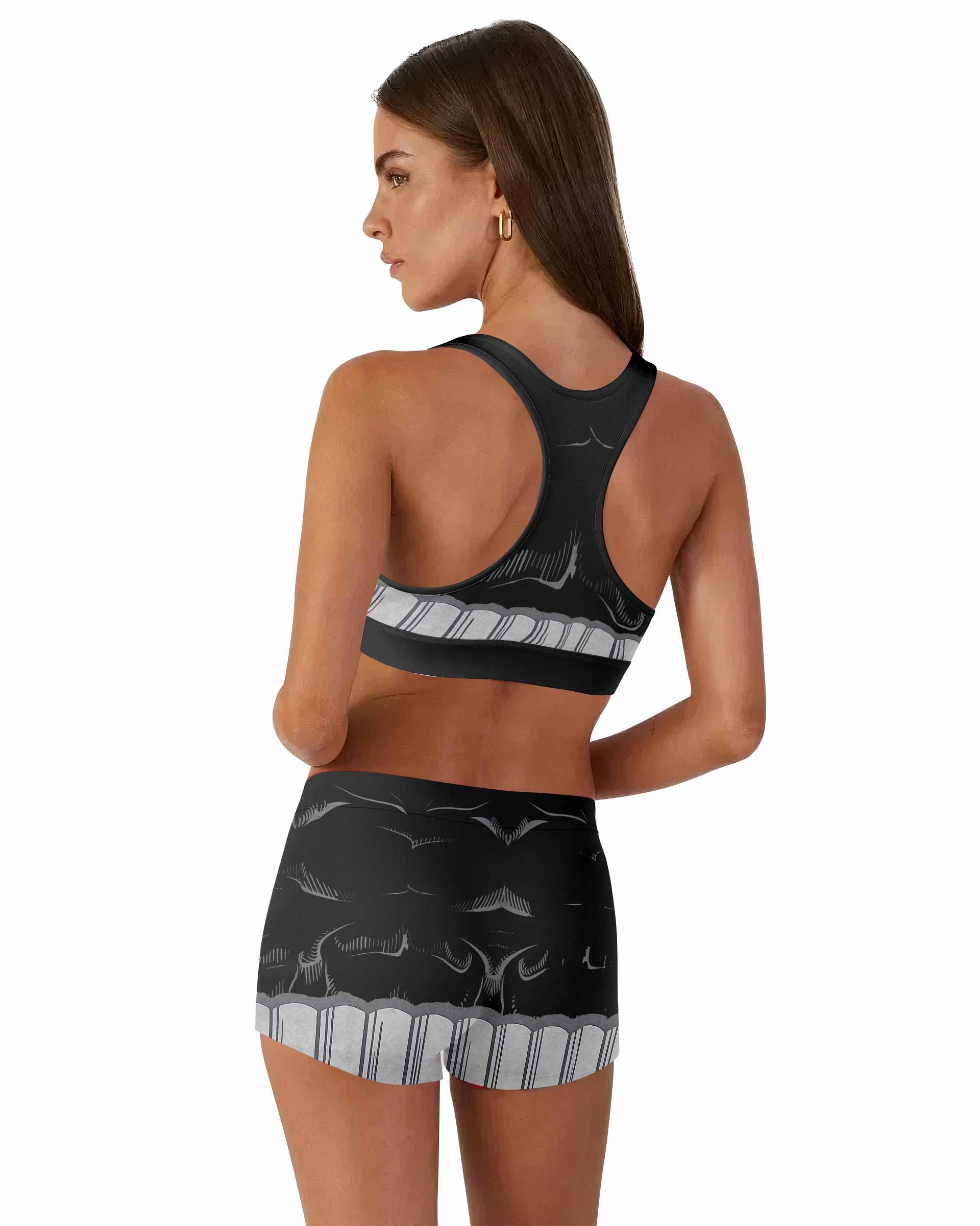 Punisher Skull Tactical Women's Workout Set - back lifestyle view