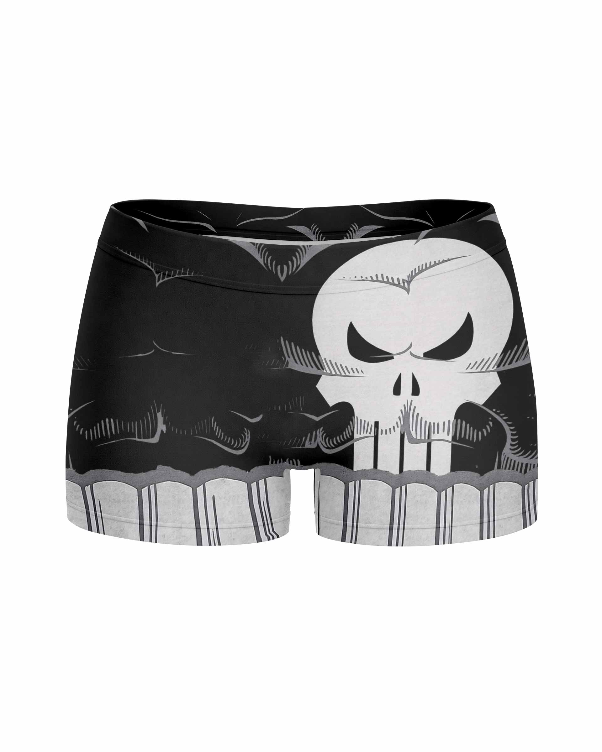 Punisher Skull Tactical Women's Yoga Shorts - front view mockup