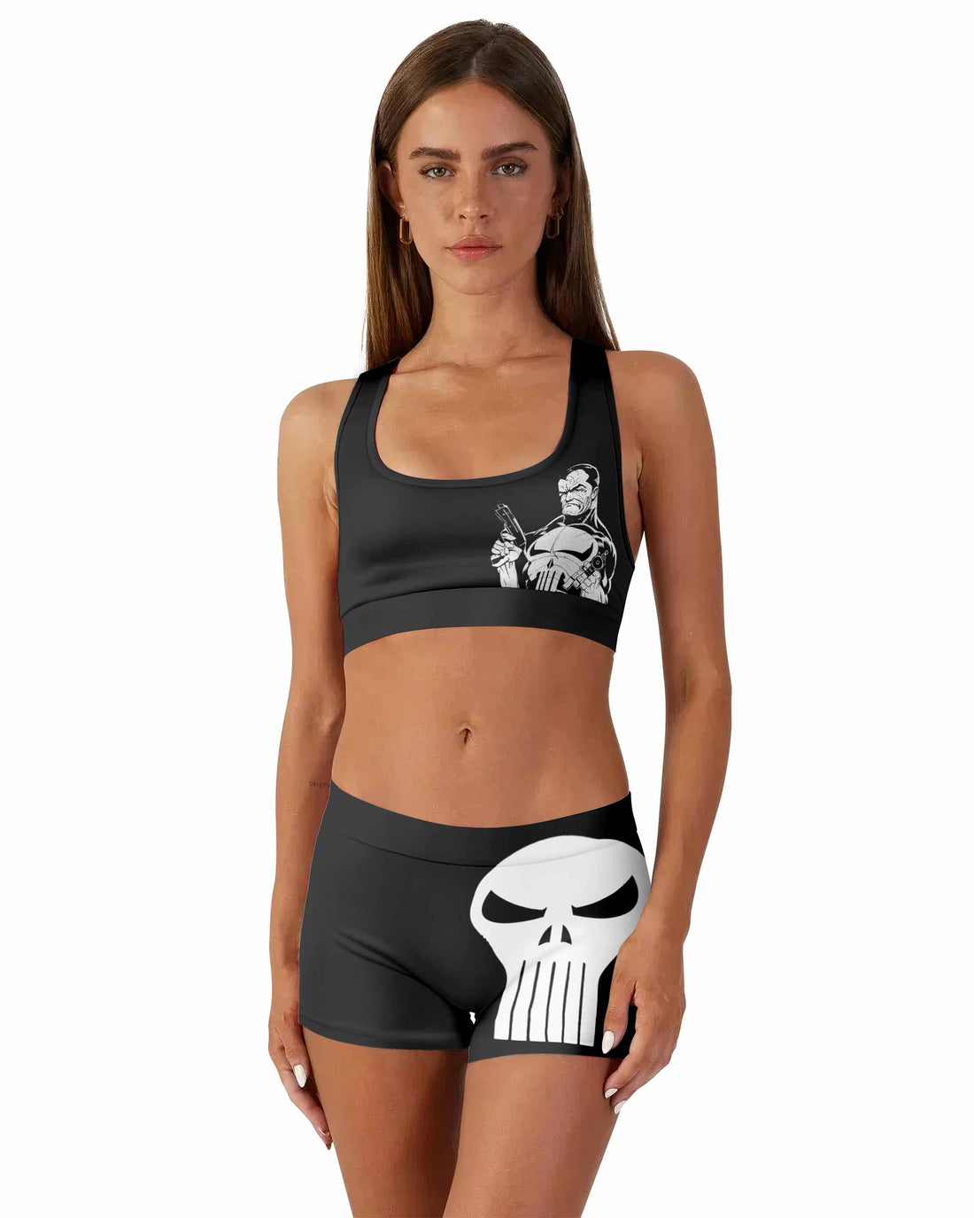 The Punisher Comic Frank Castle Women's Workout Set - front lifestyle view