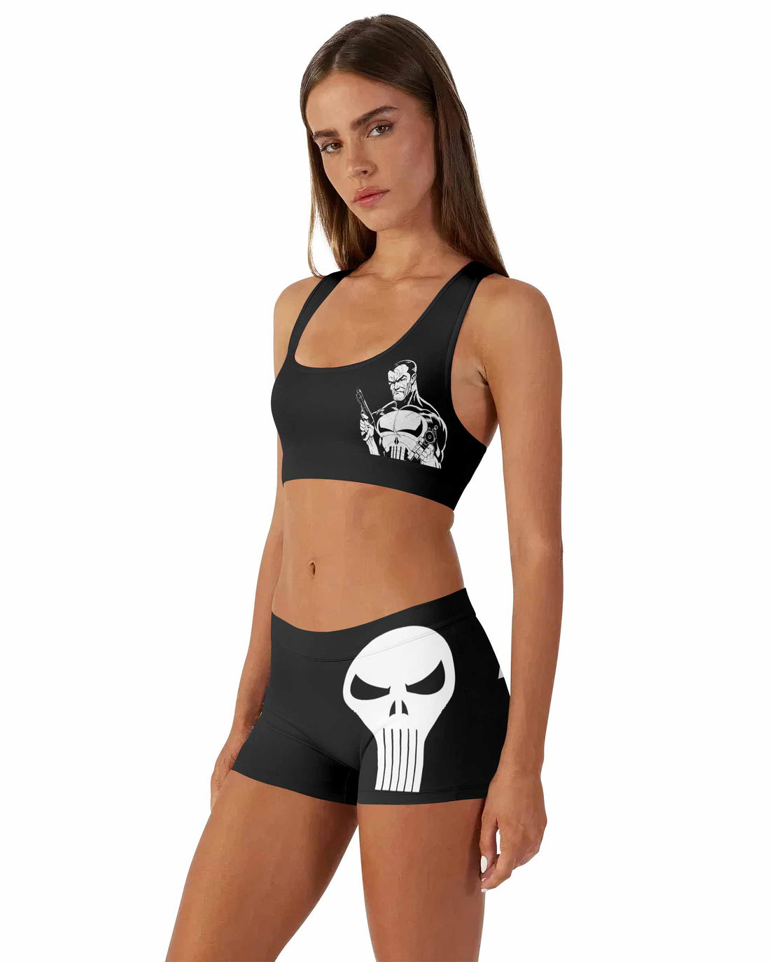 The Punisher Comic Frank Castle Women's Workout Set - front lifestyle view