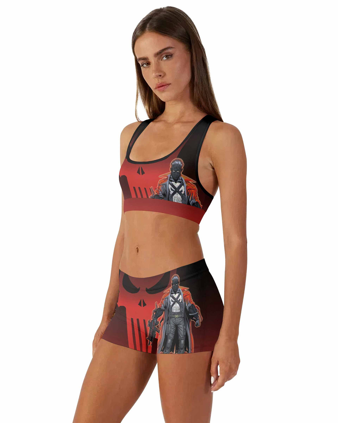 The Punisher Red Frank Castle Women's Workout Set - front lifestyle view
