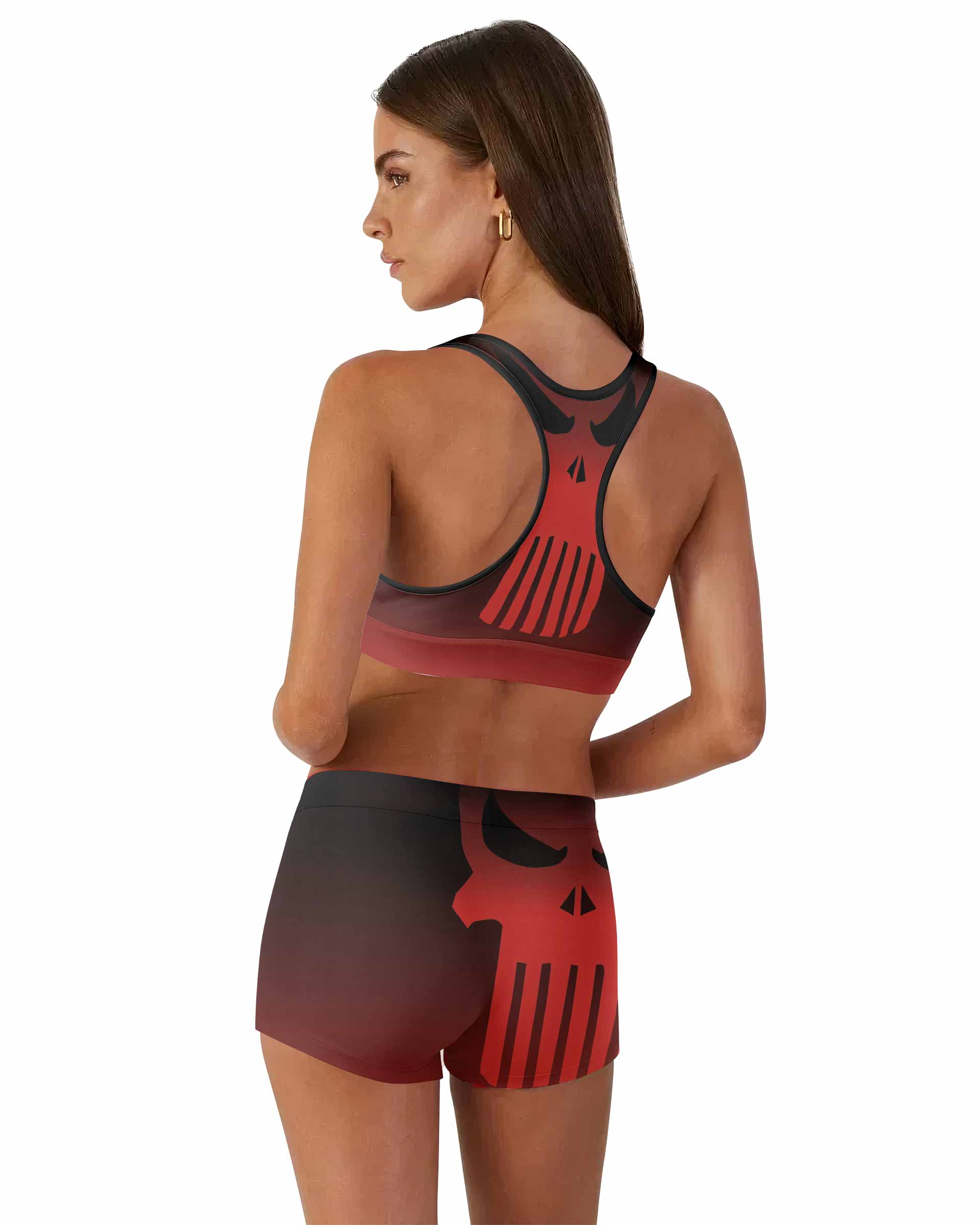 The Punisher Red Frank Castle Women's Workout Set - back lifestyle view