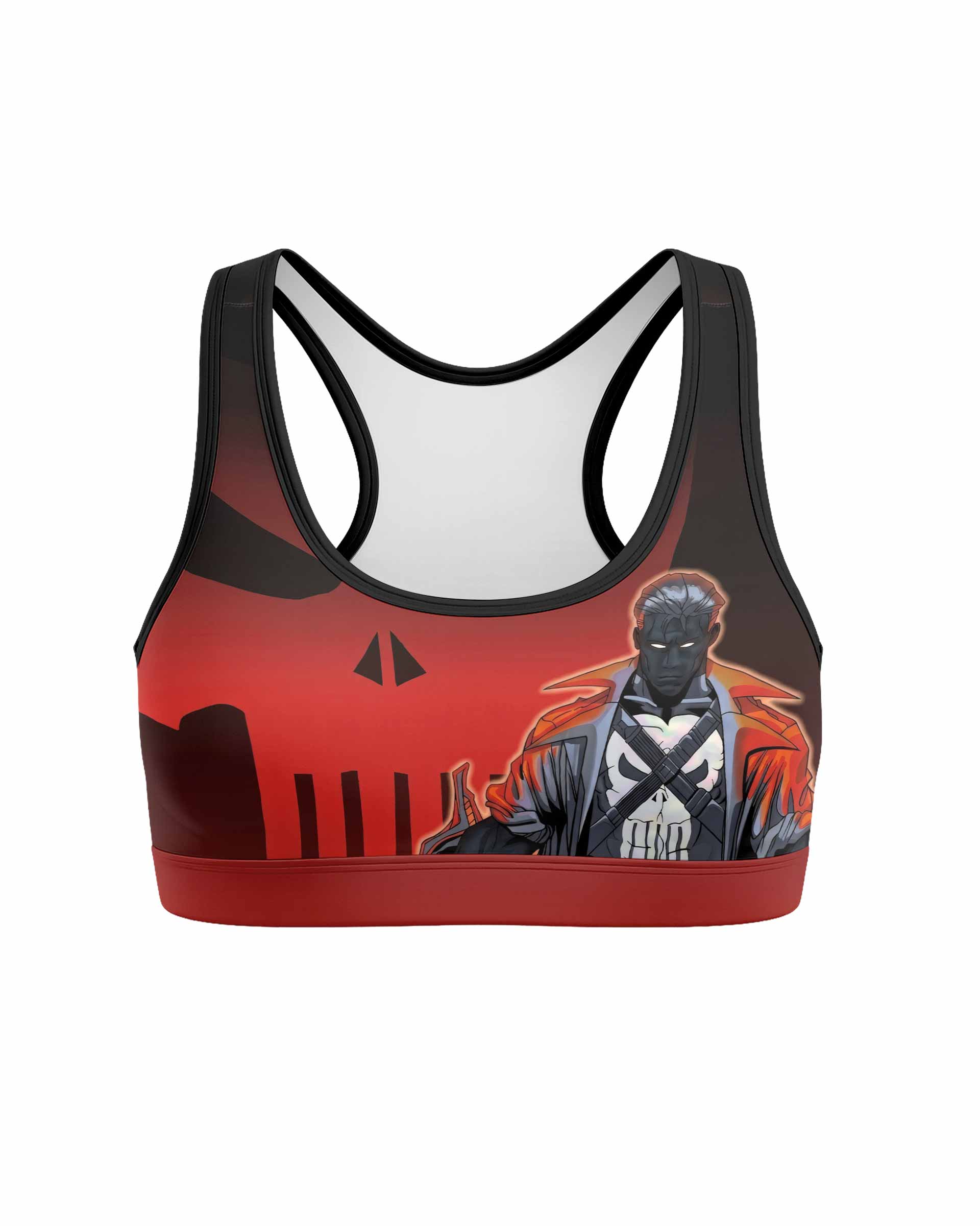 The Punisher Red Frank Castle Women's Padded Sports Bra - front view mockup
