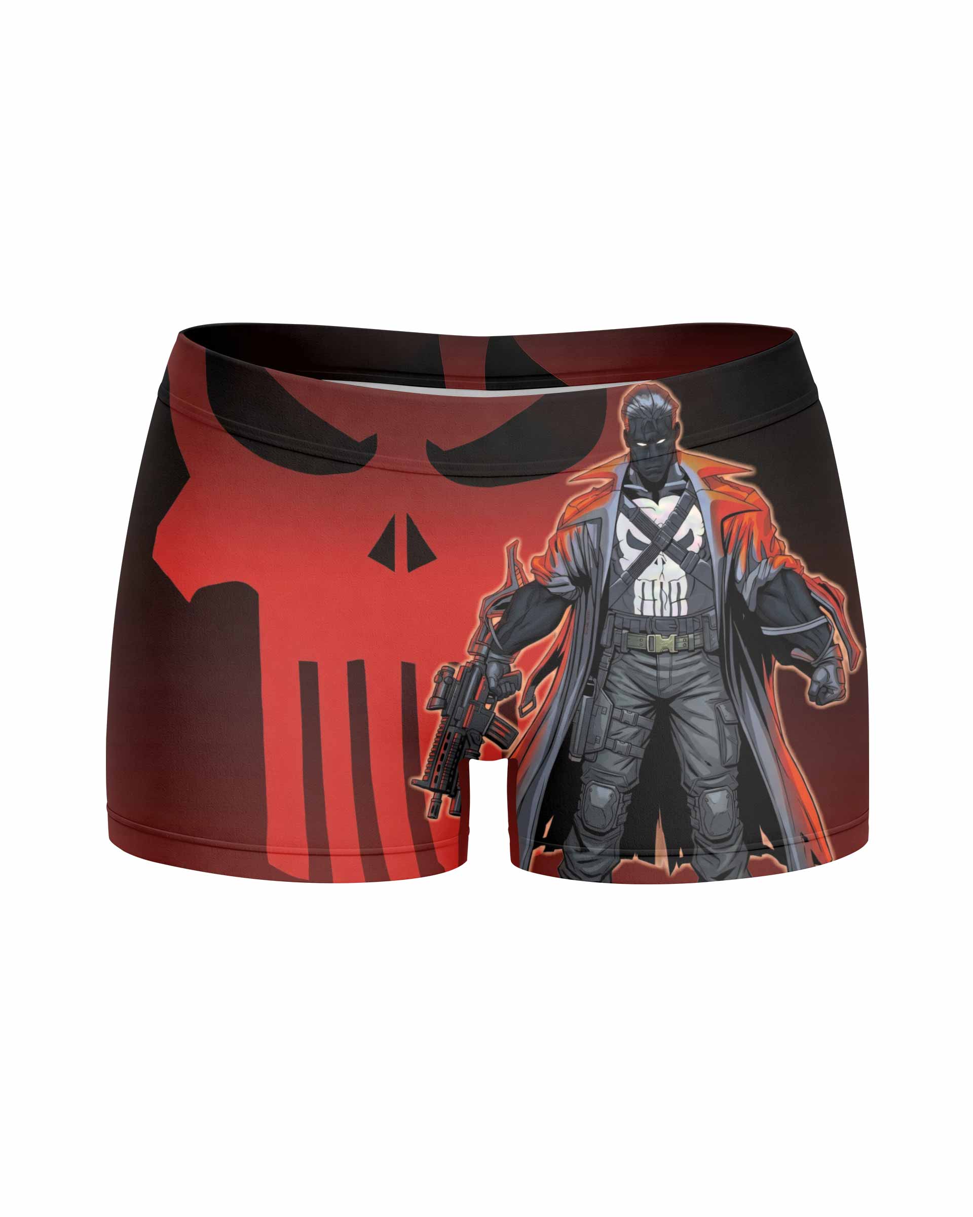 The Punisher Red Frank Castle Women's Yoga Shorts - front view mockup