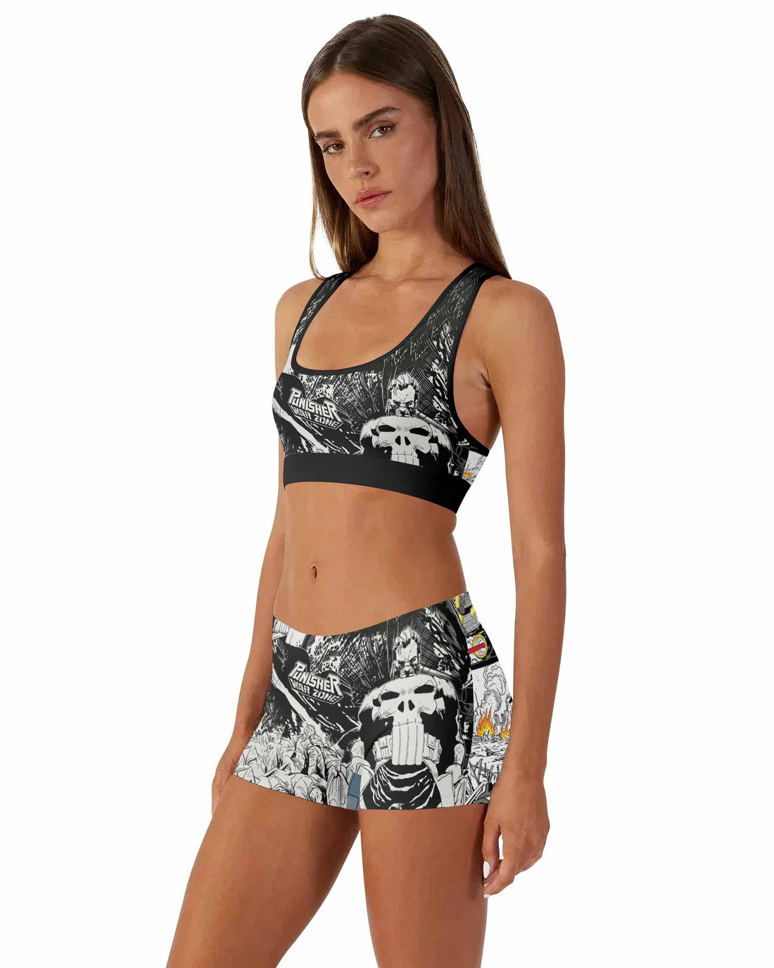 Punisher Bullet Storm Frank Castle Women's Workout Set - front lifestyle view