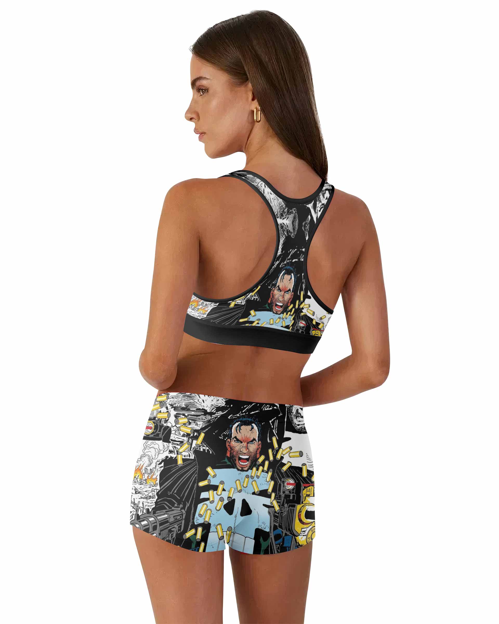 Punisher Bullet Storm Frank Castle Women's Workout Set - back lifestyle view