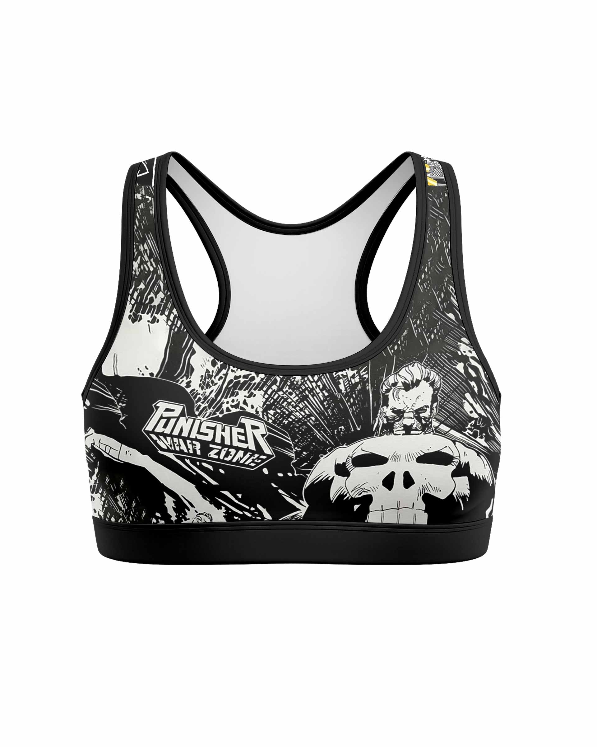 Punisher Bullet Storm Frank Castle Women's Padded Sports Bra - front view mockup