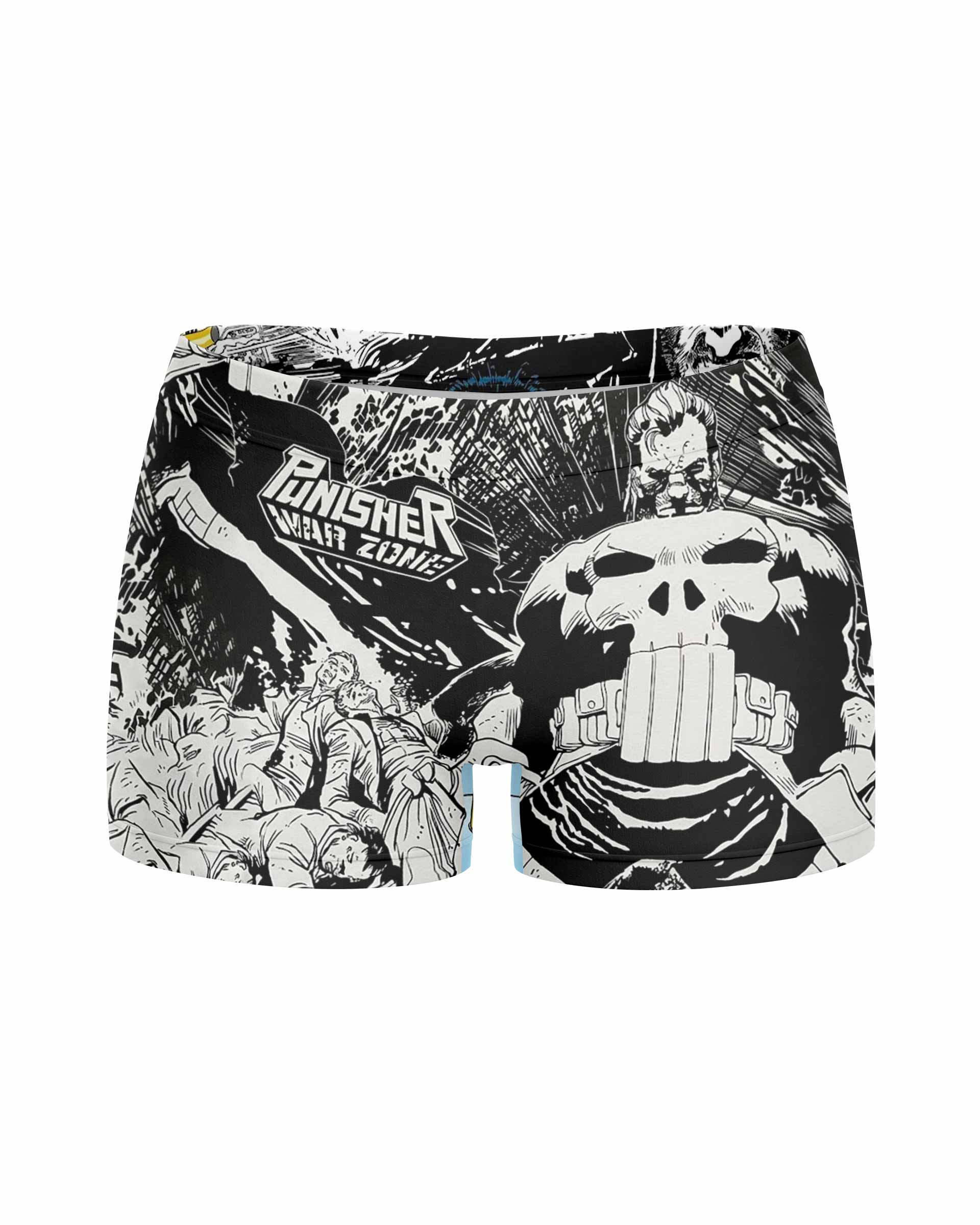 Punisher Bullet Storm Frank Castle Women's Yoga Shorts - front view mockup
