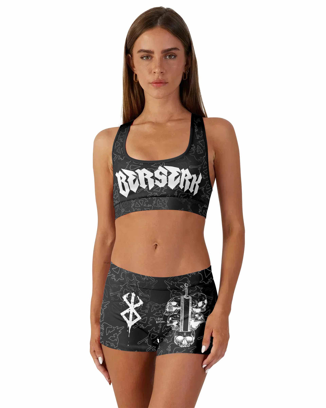 Berserk Dragon Slayer Skull Women's Workout Set - front lifestyle view