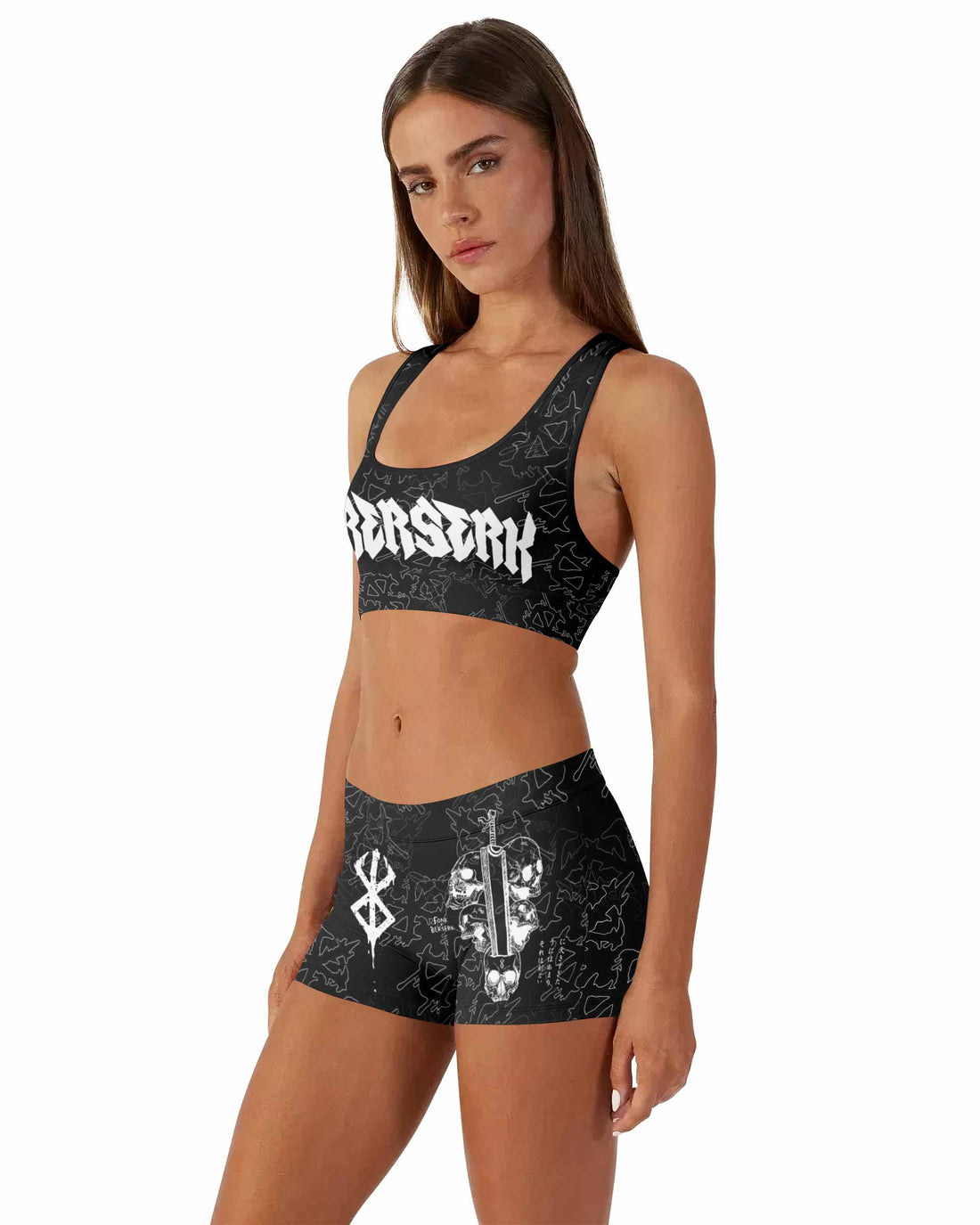 Berserk Dragon Slayer Skull Women's Workout Set - front lifestyle view