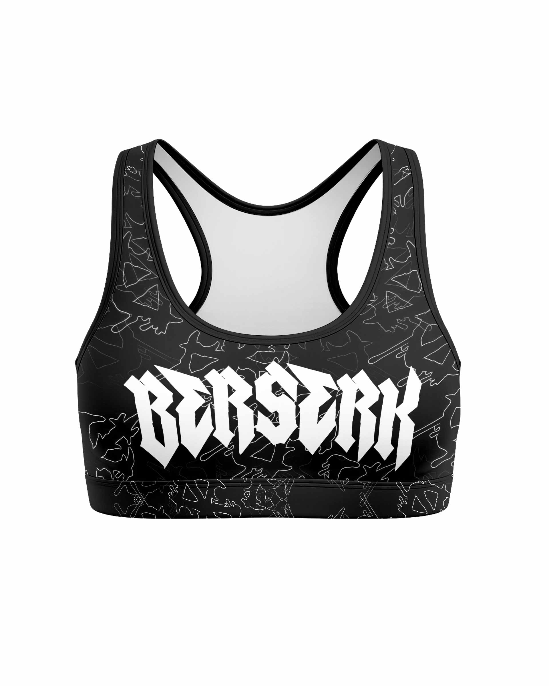 Berserk Dragon Slayer Skull Women's Padded Sports Bra - front view mockup