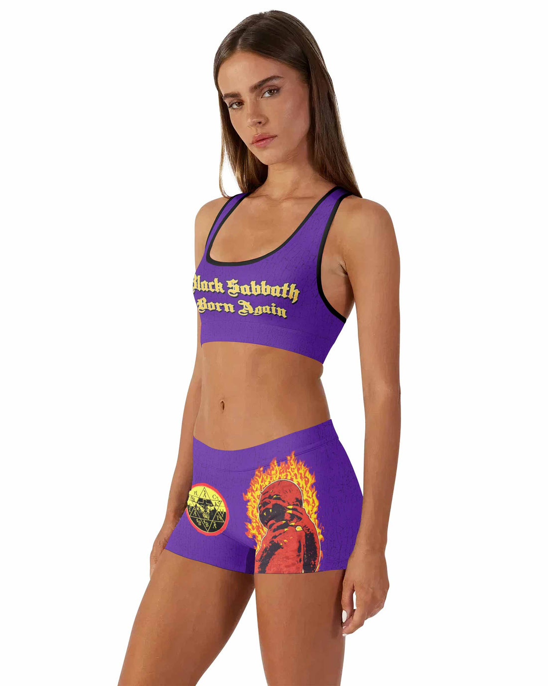 Born Again Black Sabbath Women's Workout Set - front lifestyle view