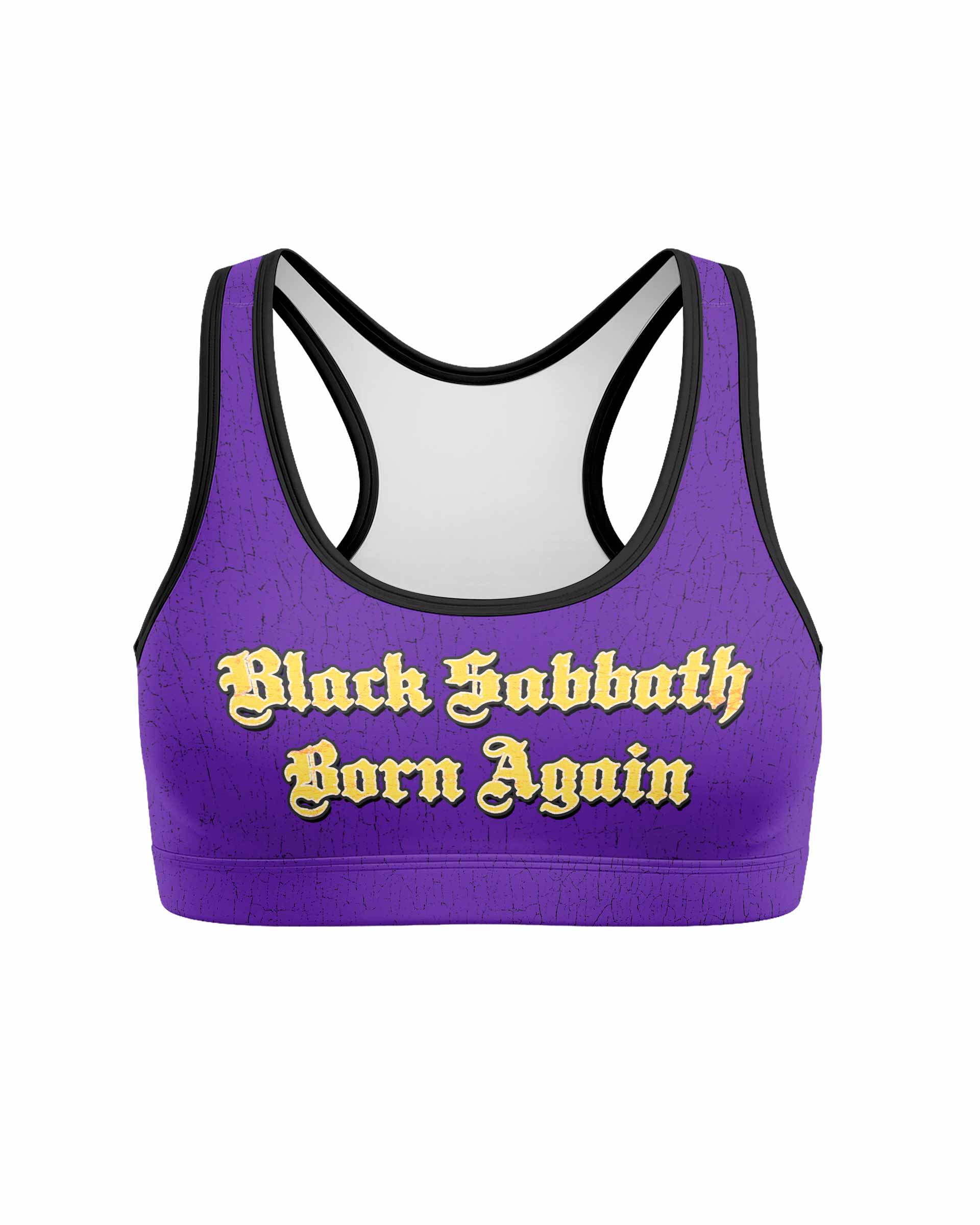 Born Again Black Sabbath Women's Padded Sports Bra - front view mockup
