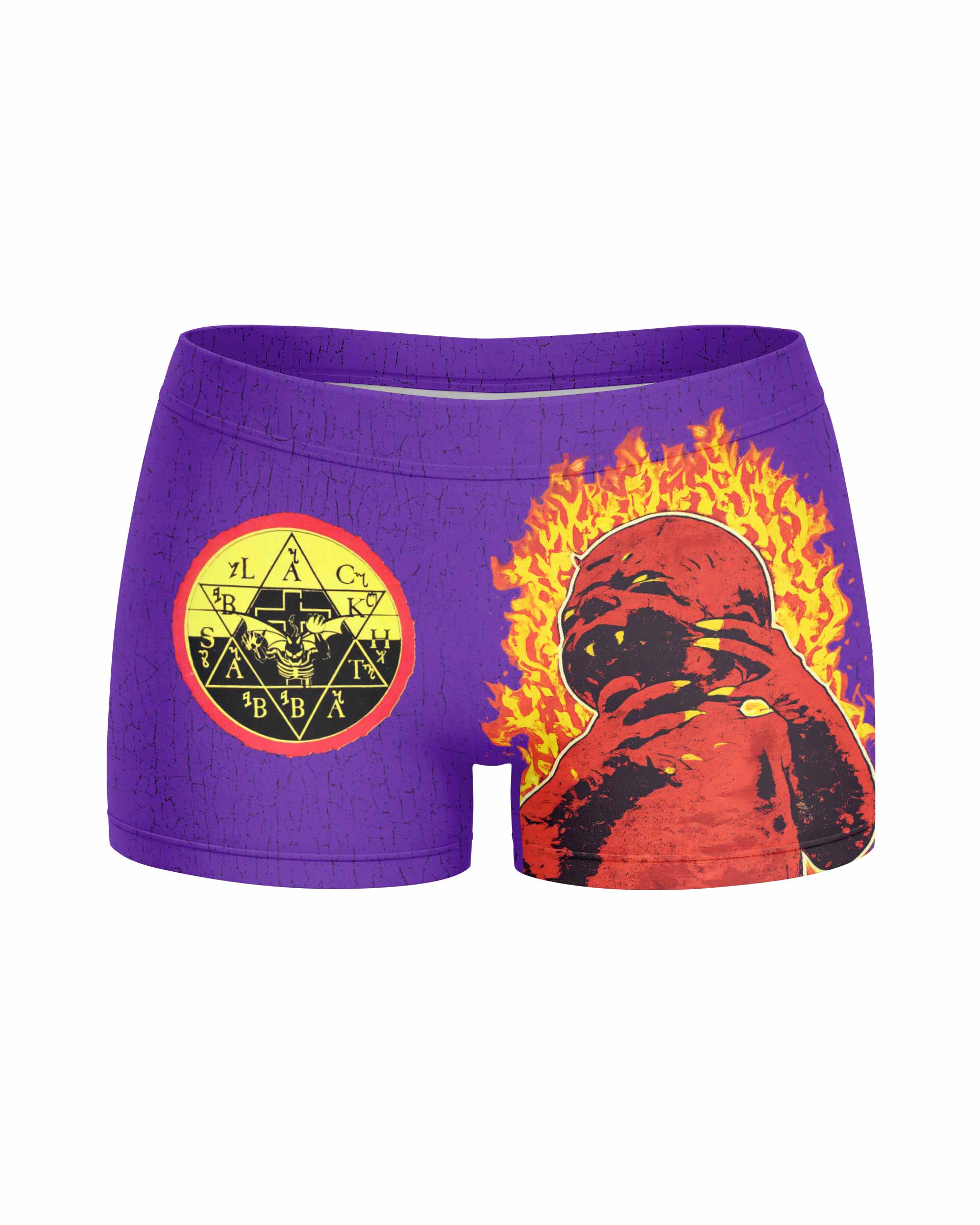 Born Again Black Sabbath Women's Yoga Shorts - front view mockup