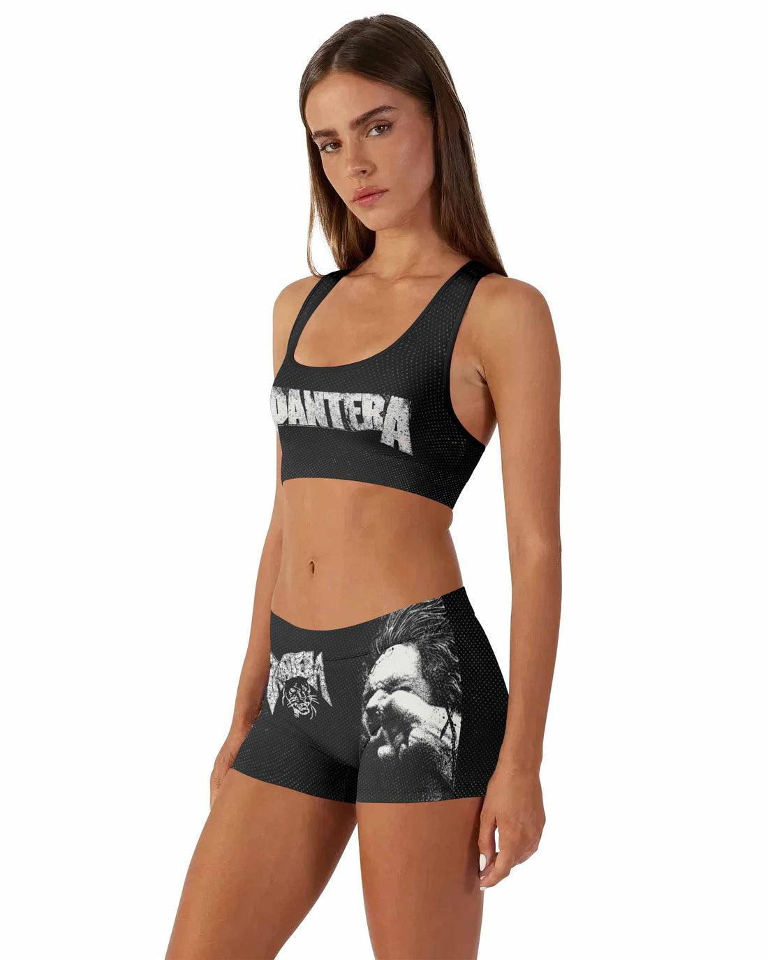 Vulgar Display of Power Pantera Women's Workout Set - front lifestyle view