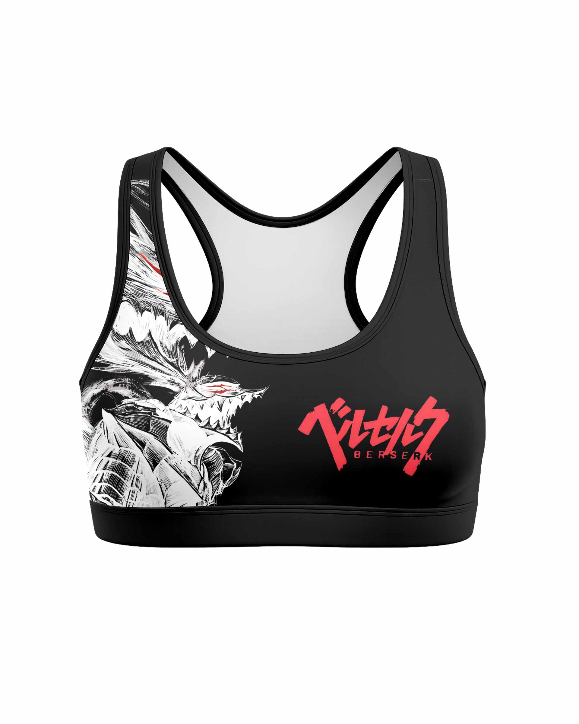 Berserk Guts Berserker Armor Women's Padded Sports Bra - front view mockup
