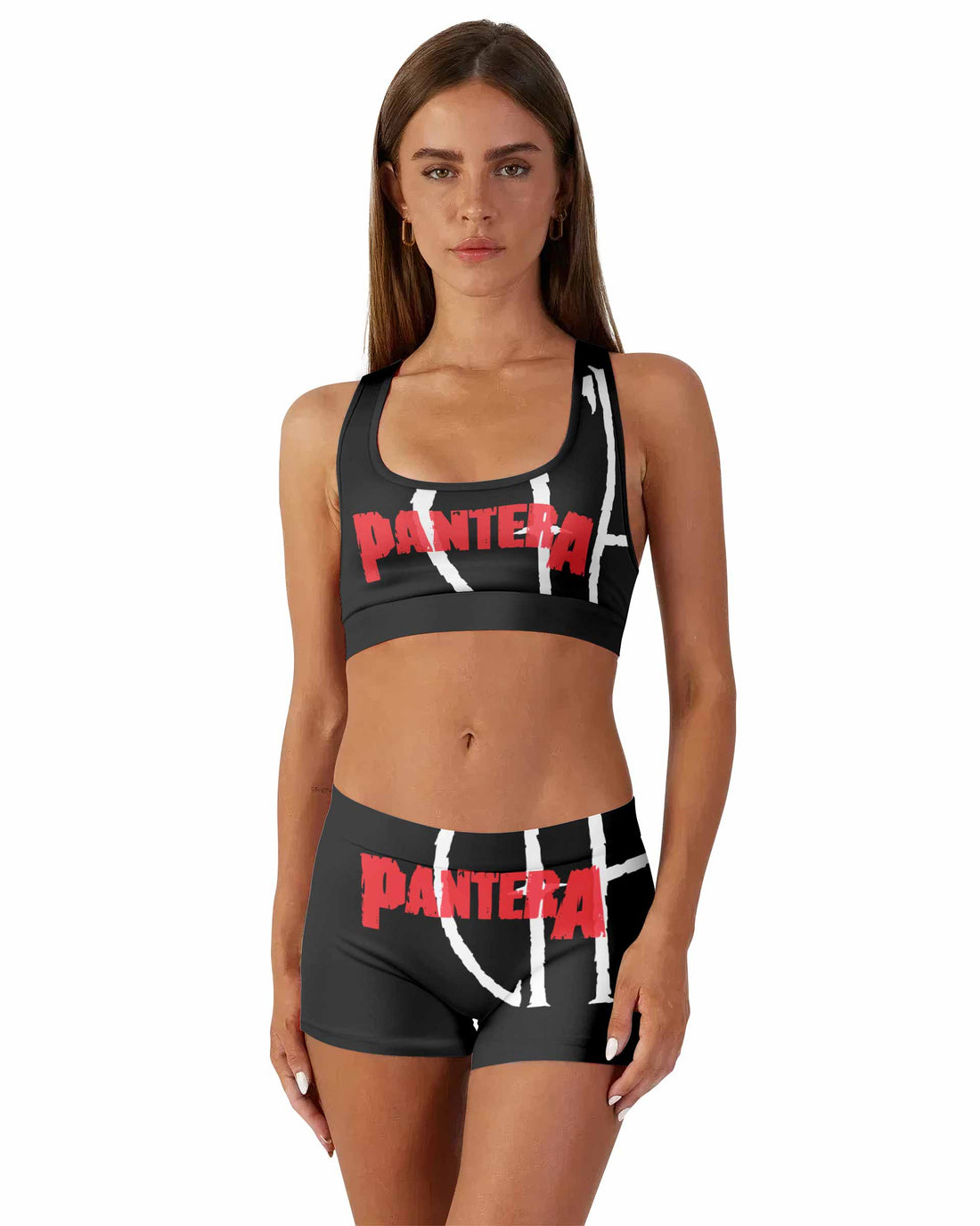 Pantera Cowboys From Hell Logo Women's Workout Set - front lifestyle view