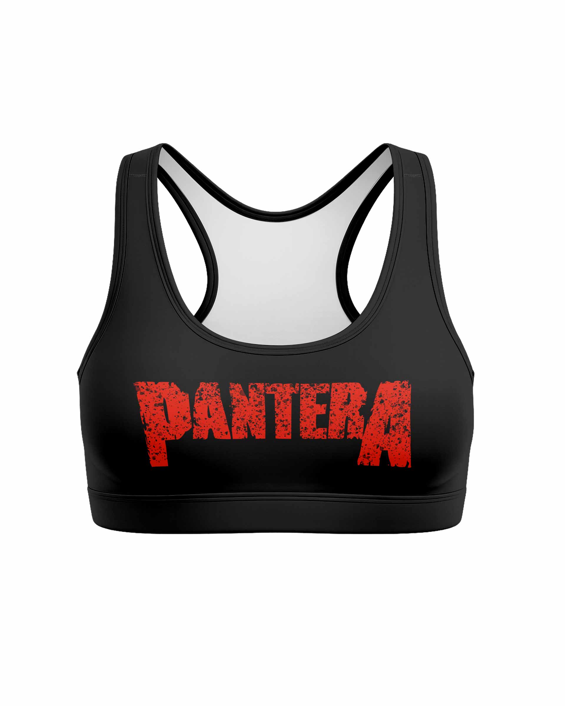 Pantera Mouth for War Women's Padded Sports Bra - front view mockup