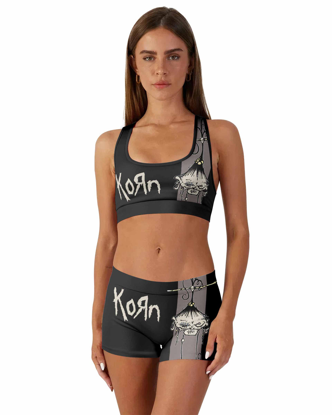 Korn Gothic Spine Women's Workout Set - front lifestyle view