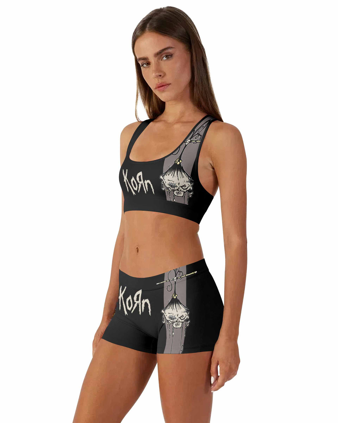 Korn Gothic Spine Women's Workout Set - front lifestyle view