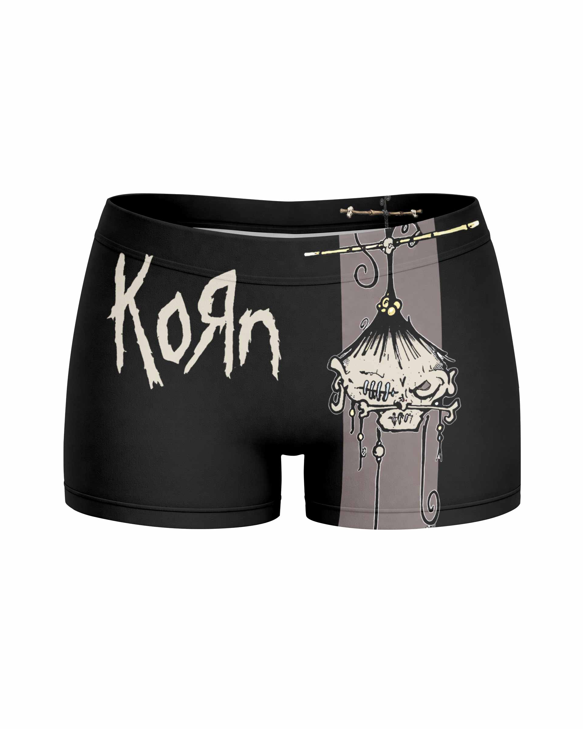 Korn Gothic Spine Women's Yoga Shorts - front view mockup