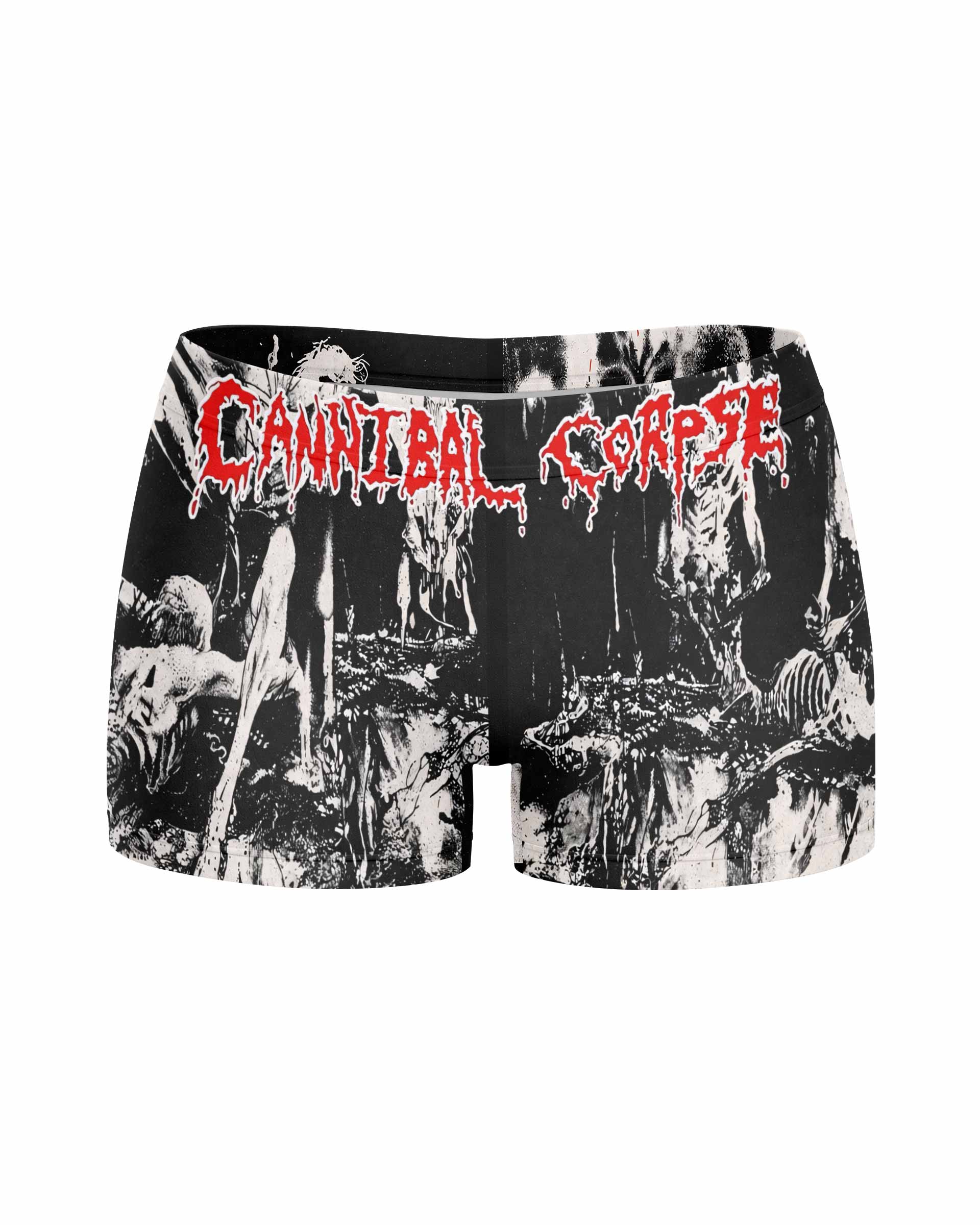 Cannibal Corpse Horror Women's Yoga Shorts - front view mockup