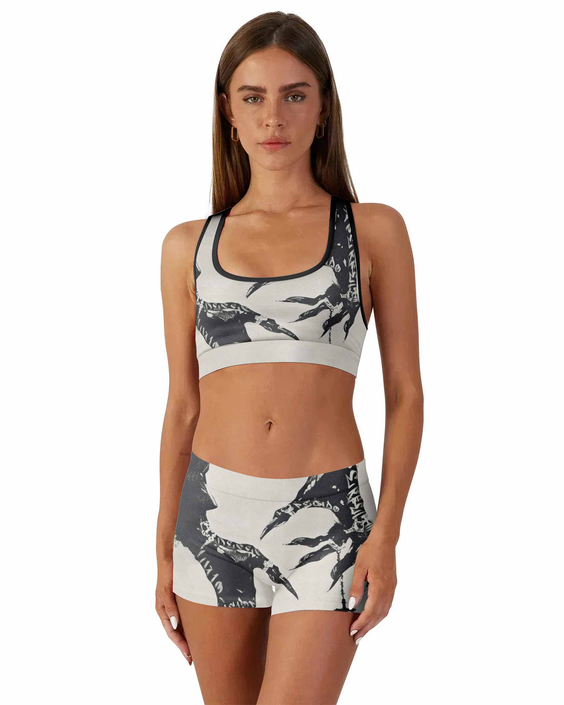 Monster Claw with Cross Women's Workout Set - front lifestyle view