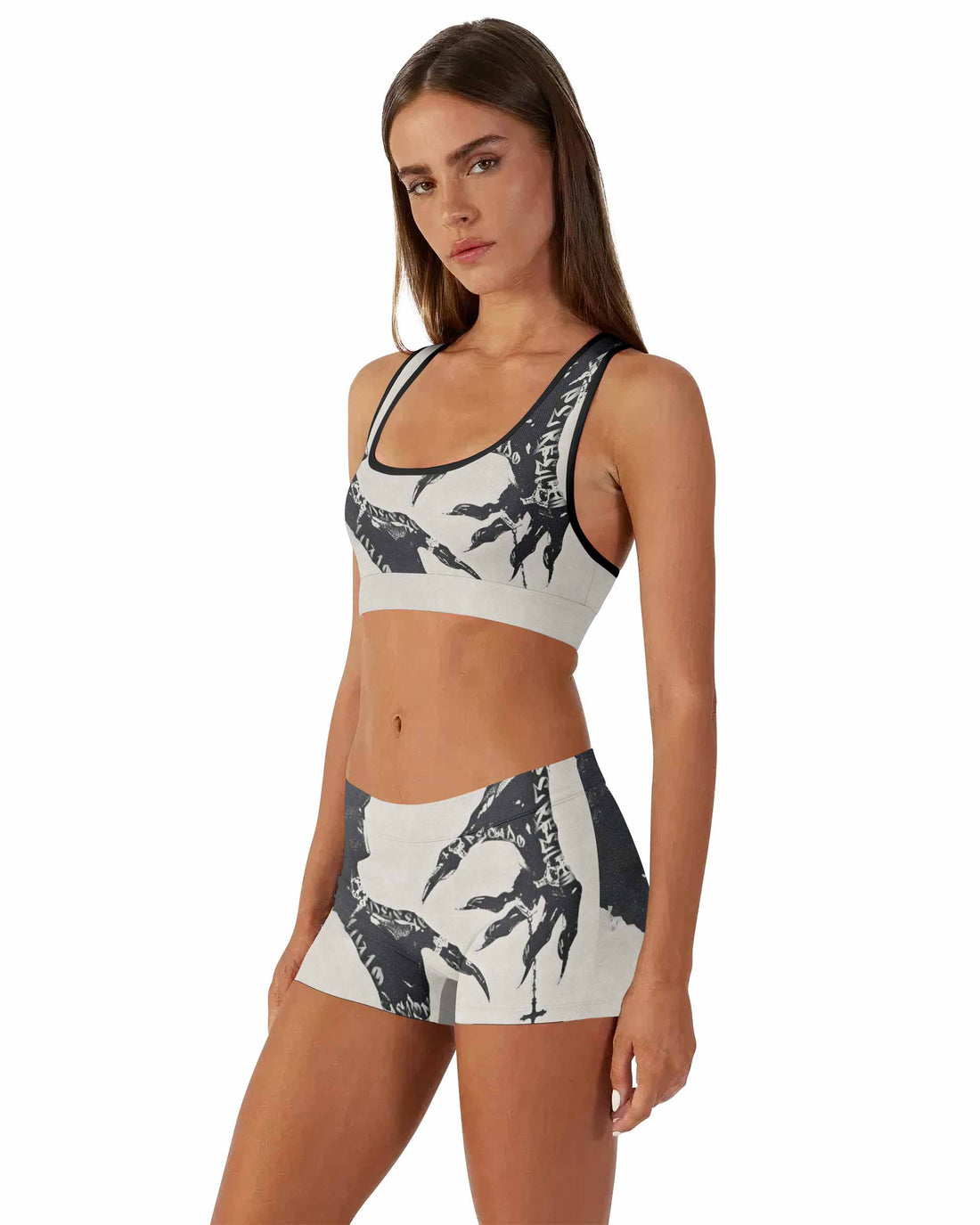 Monster Claw with Cross Women's Workout Set - front lifestyle view