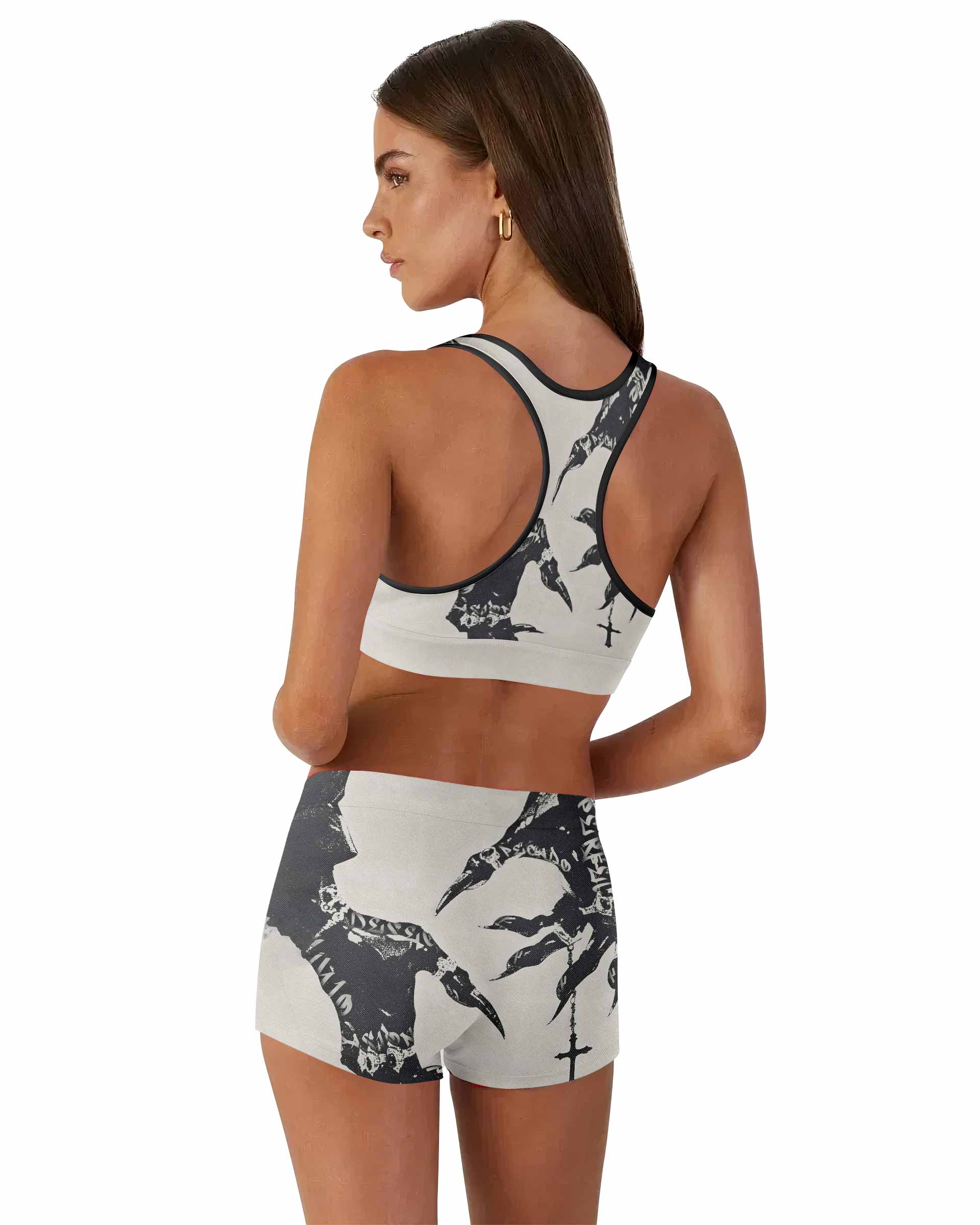 Monster Claw with Cross Women's Workout Set - back lifestyle view