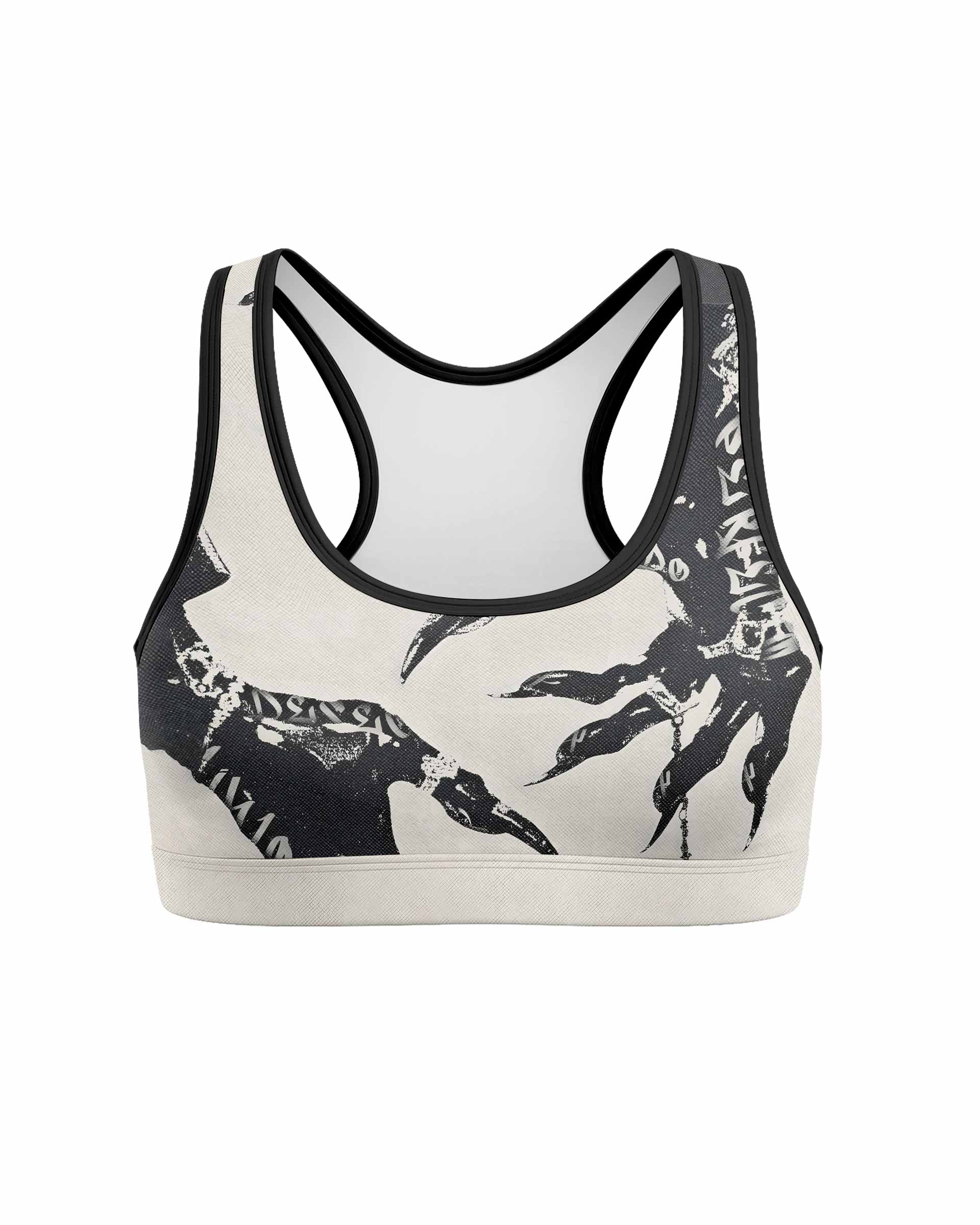 Monster Claw with Cross Women's Padded Sports Bra - front view mockup