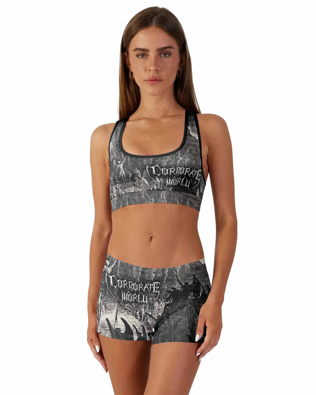 Corporate World Paradise Lost Women's Workout Set - front lifestyle view