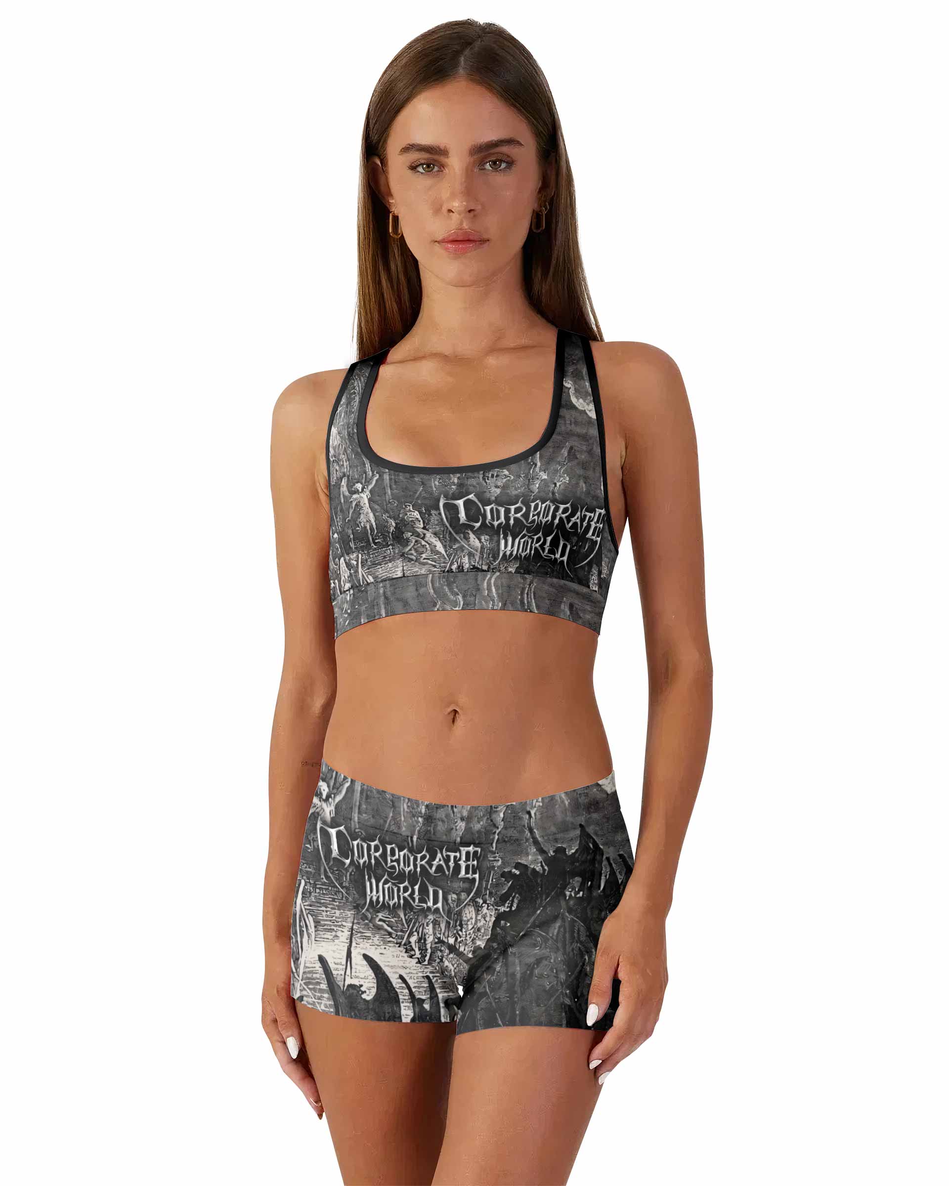 Corporate World Paradise Lost Women's Workout Set - front lifestyle view