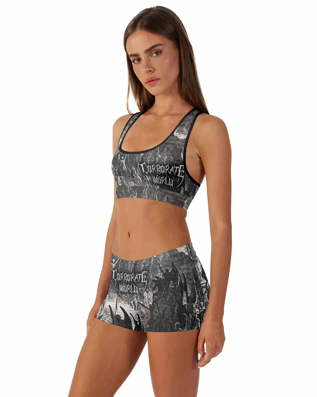 Corporate World Paradise Lost Women's Workout Set - front lifestyle view