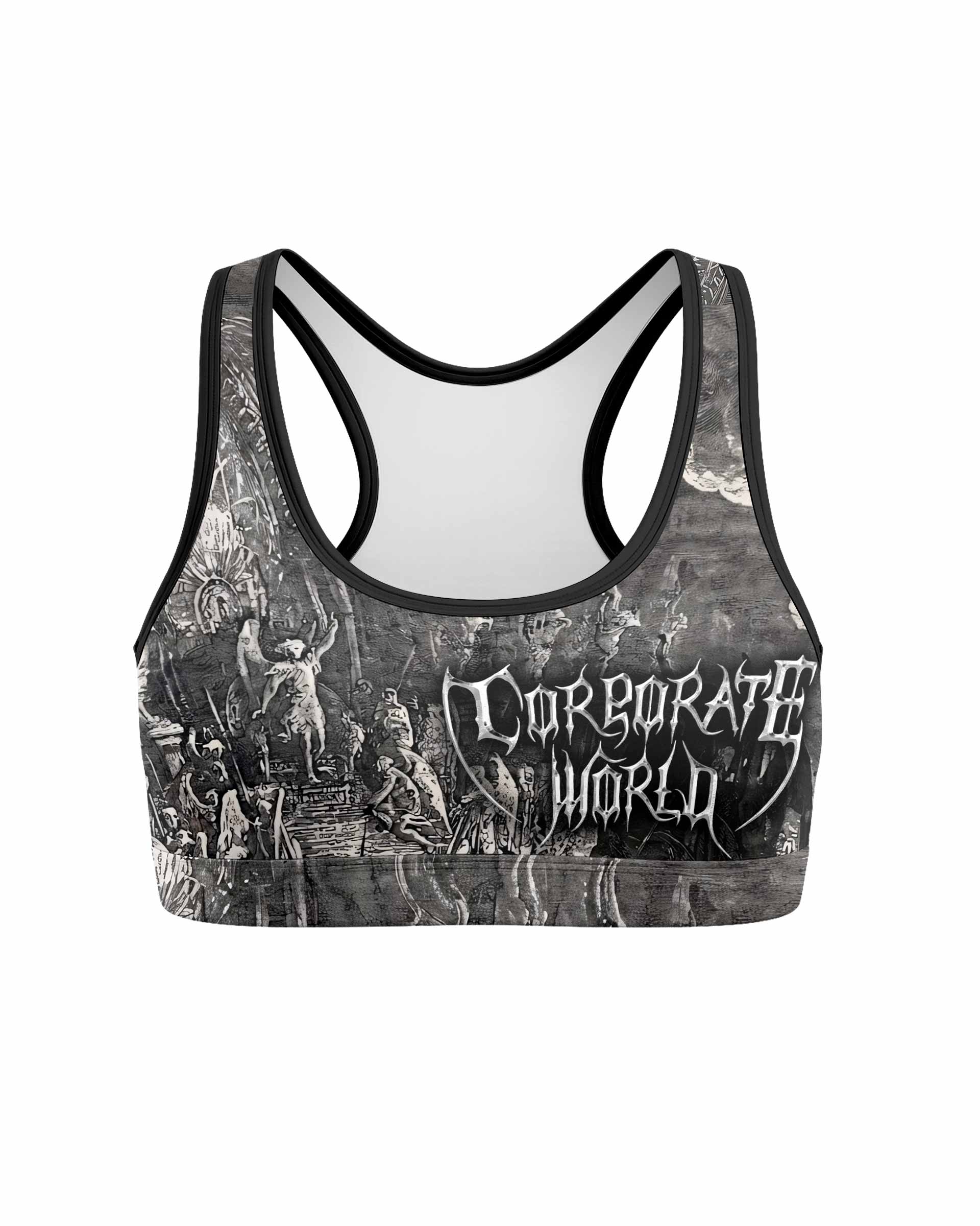 Corporate World Paradise Lost Women's Padded Sports Bra - front view mockup