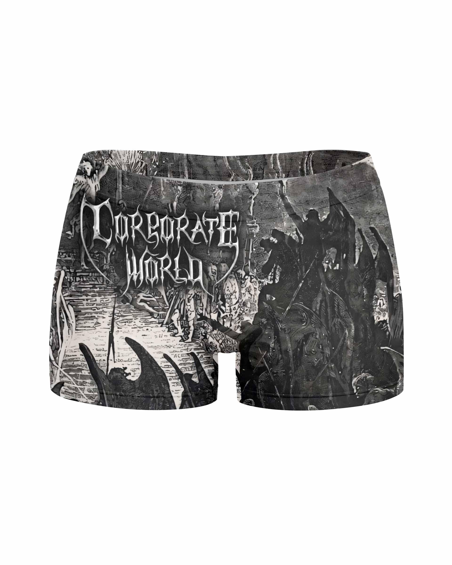 Corporate World Paradise Lost Women's Yoga Shorts - front view mockup