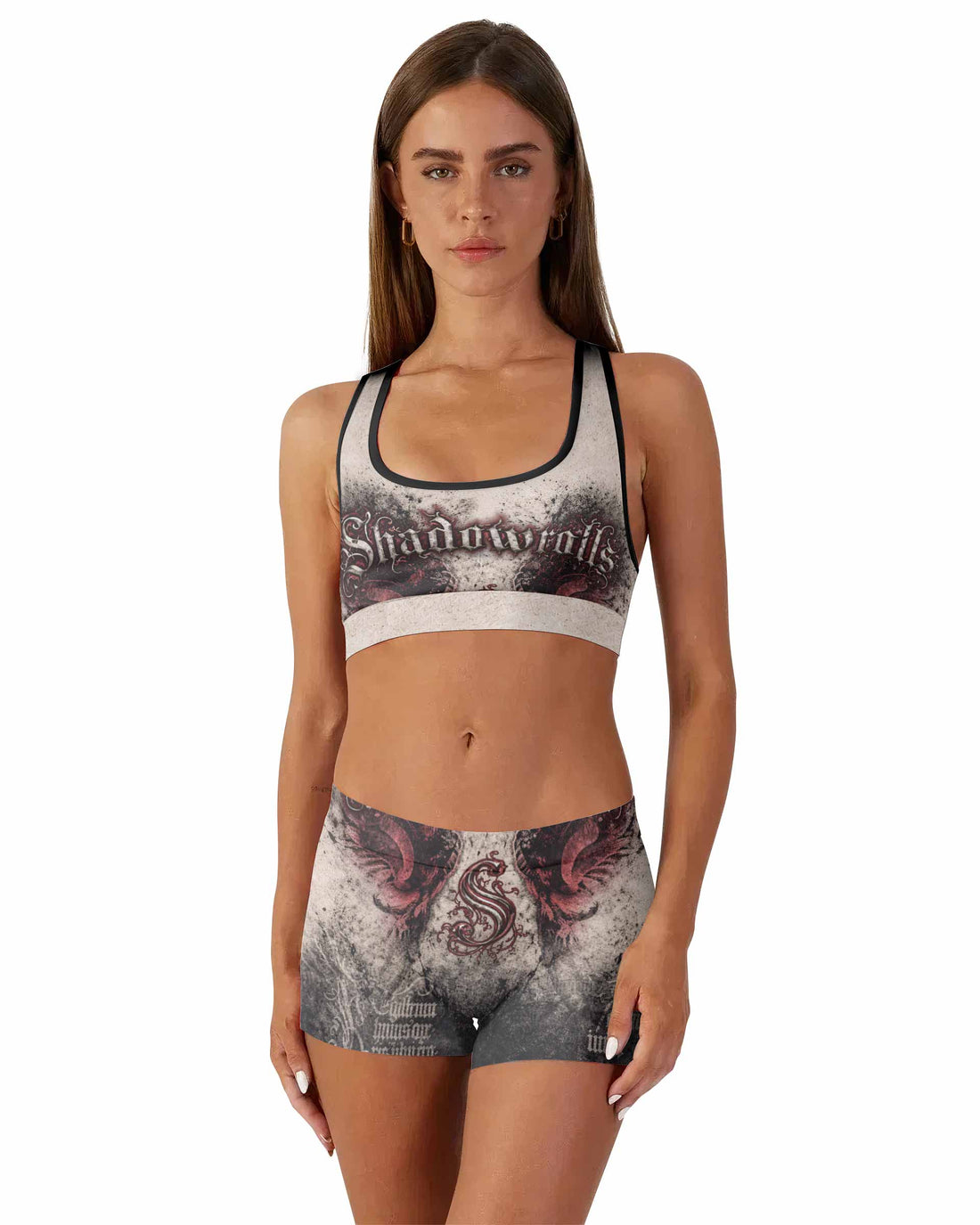 Grunge Smoke Gothic Women's Workout Set - front lifestyle view