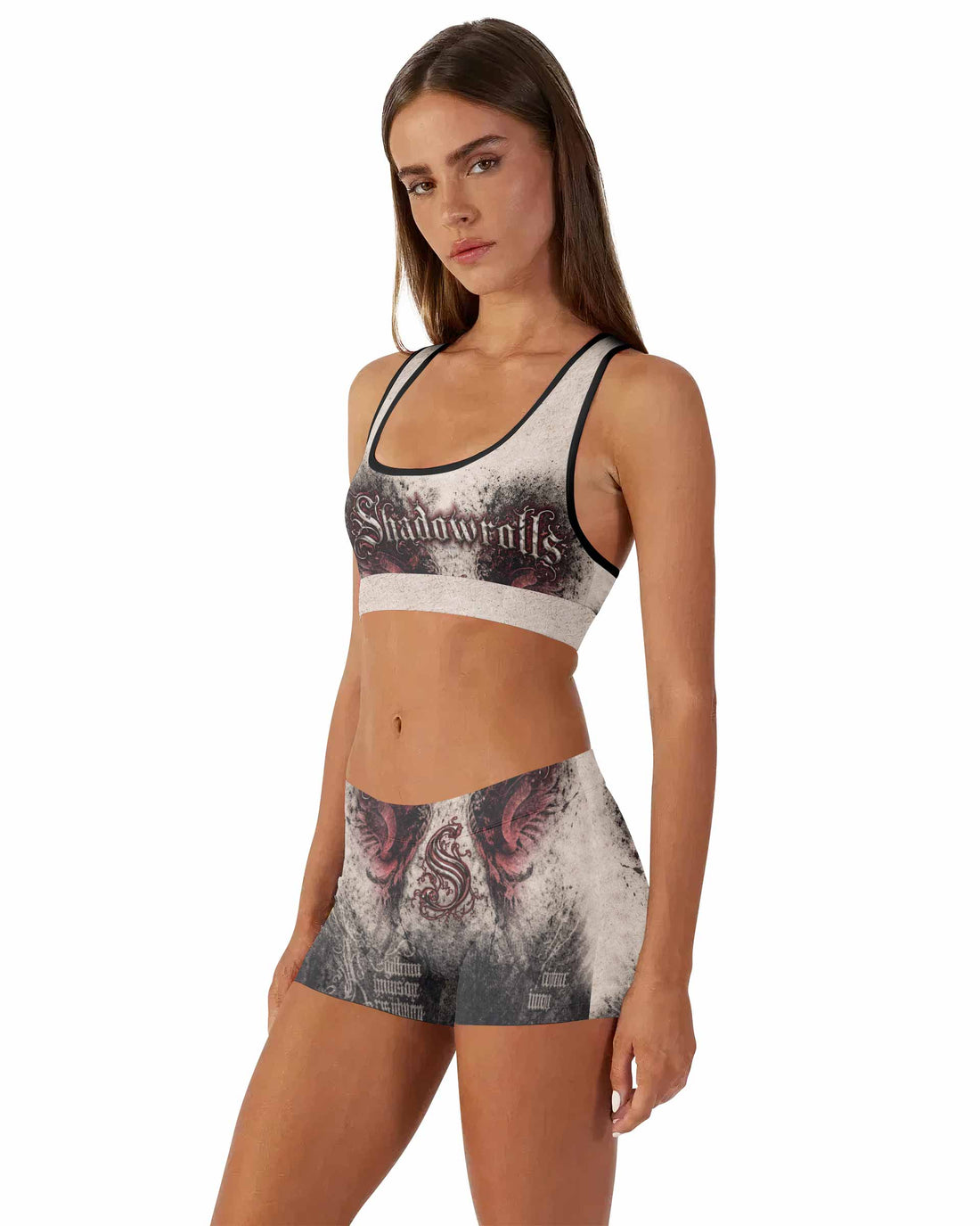 Grunge Smoke Gothic Women's Workout Set - front lifestyle view