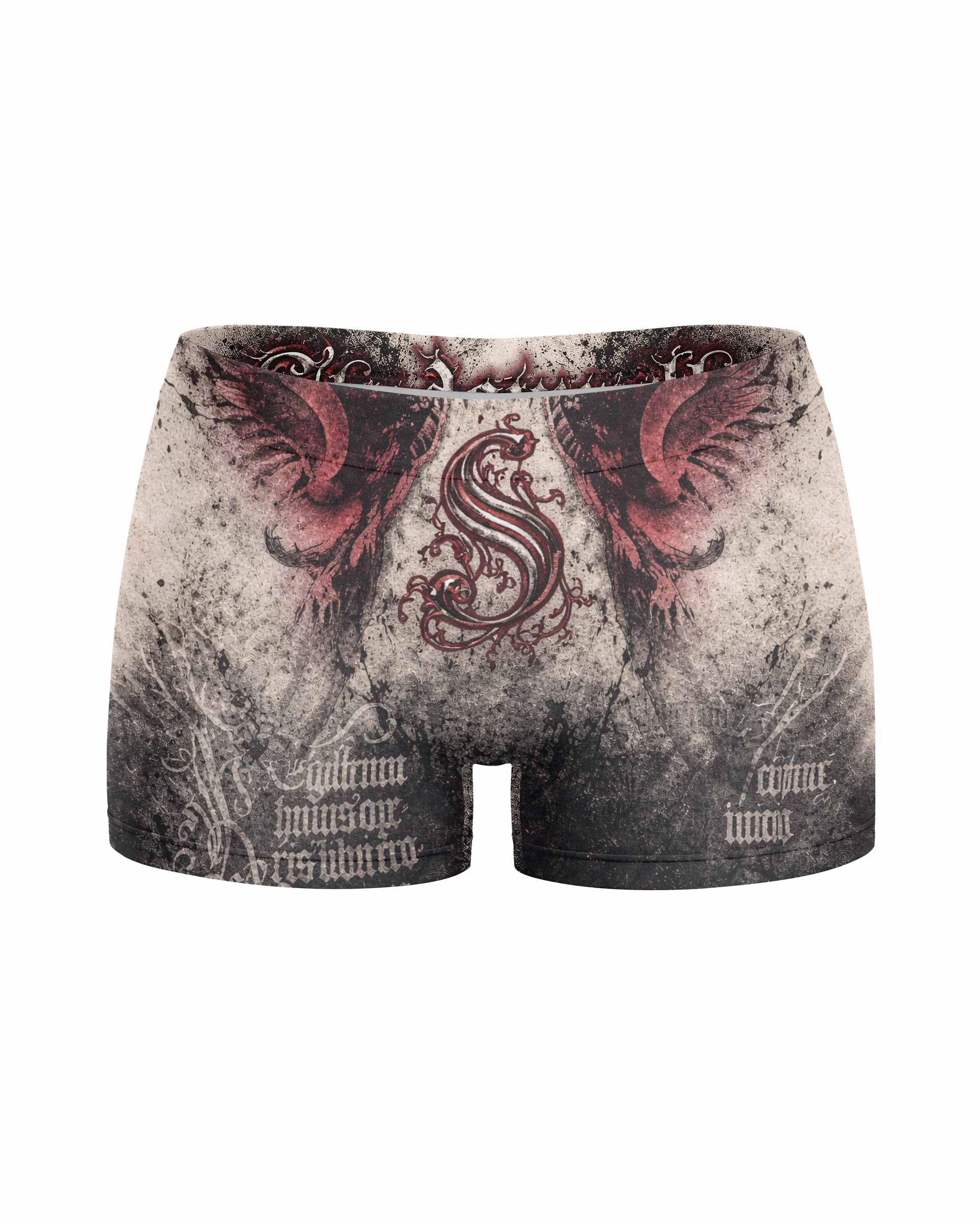 Grunge Smoke Gothic Women's Yoga Shorts - front view mockup