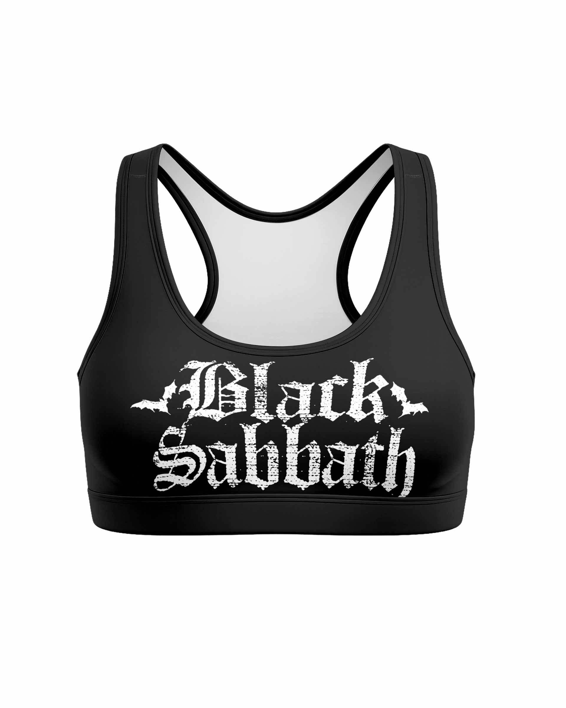 Black Sabbath Sabbath Bloody Sabbath Women's Padded Sports Bra - front view mockup