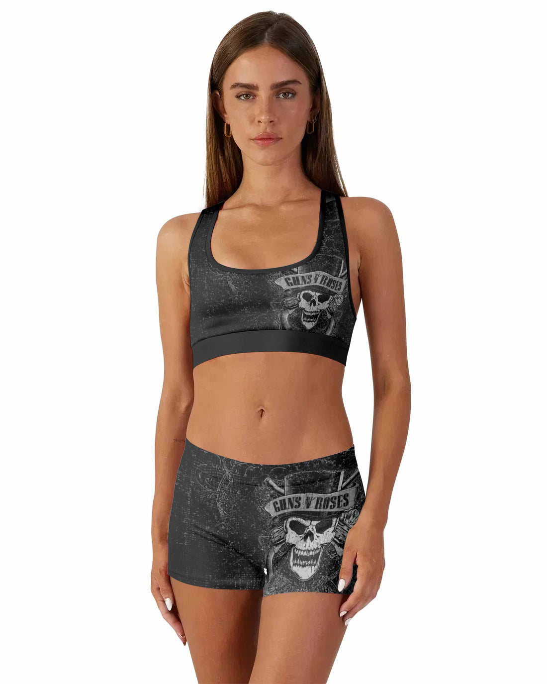 Guns N' Roses Skull Women's Workout Set - front lifestyle view