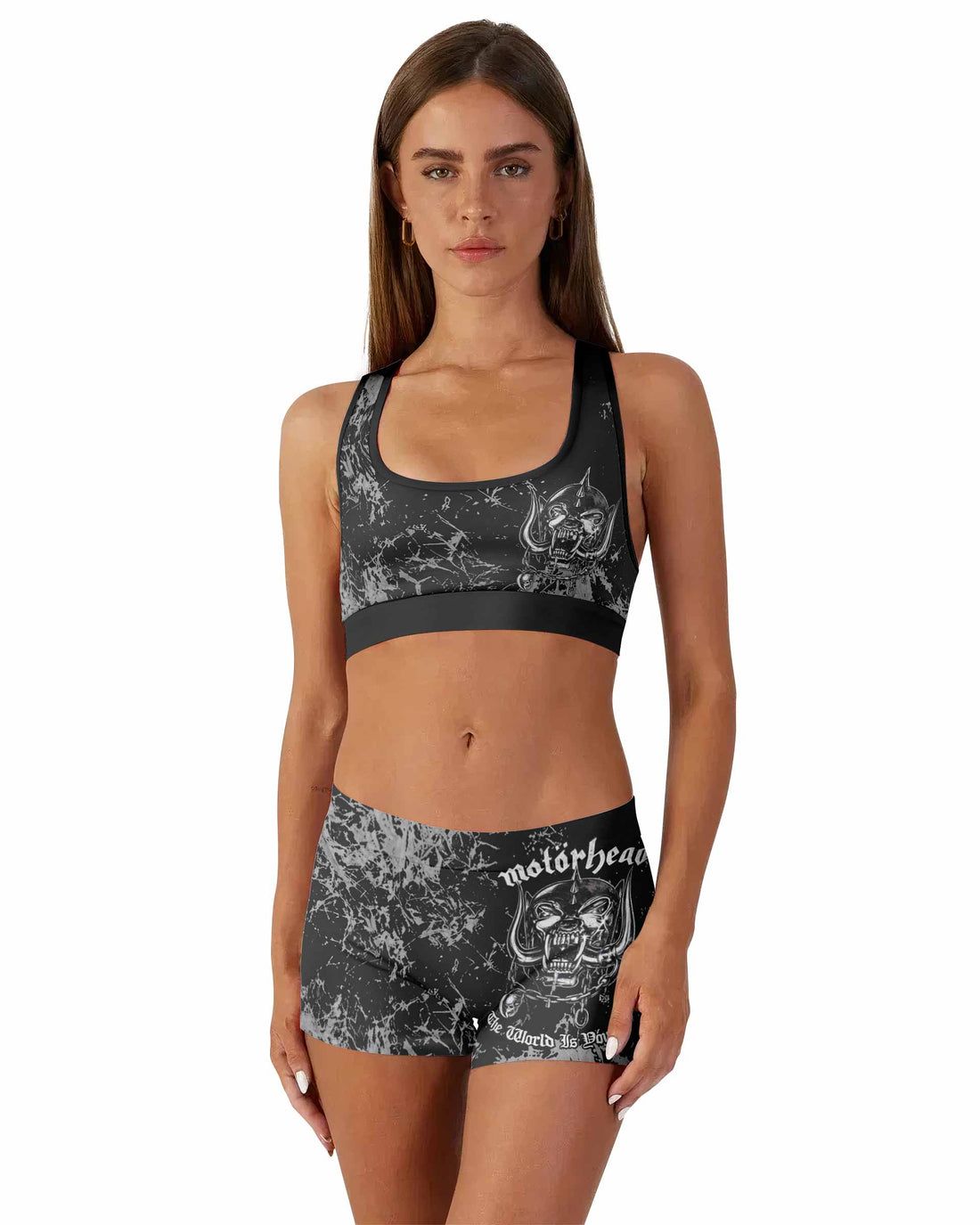 Motörhead The Wörld Is Yours Women's Workout Set - front lifestyle view