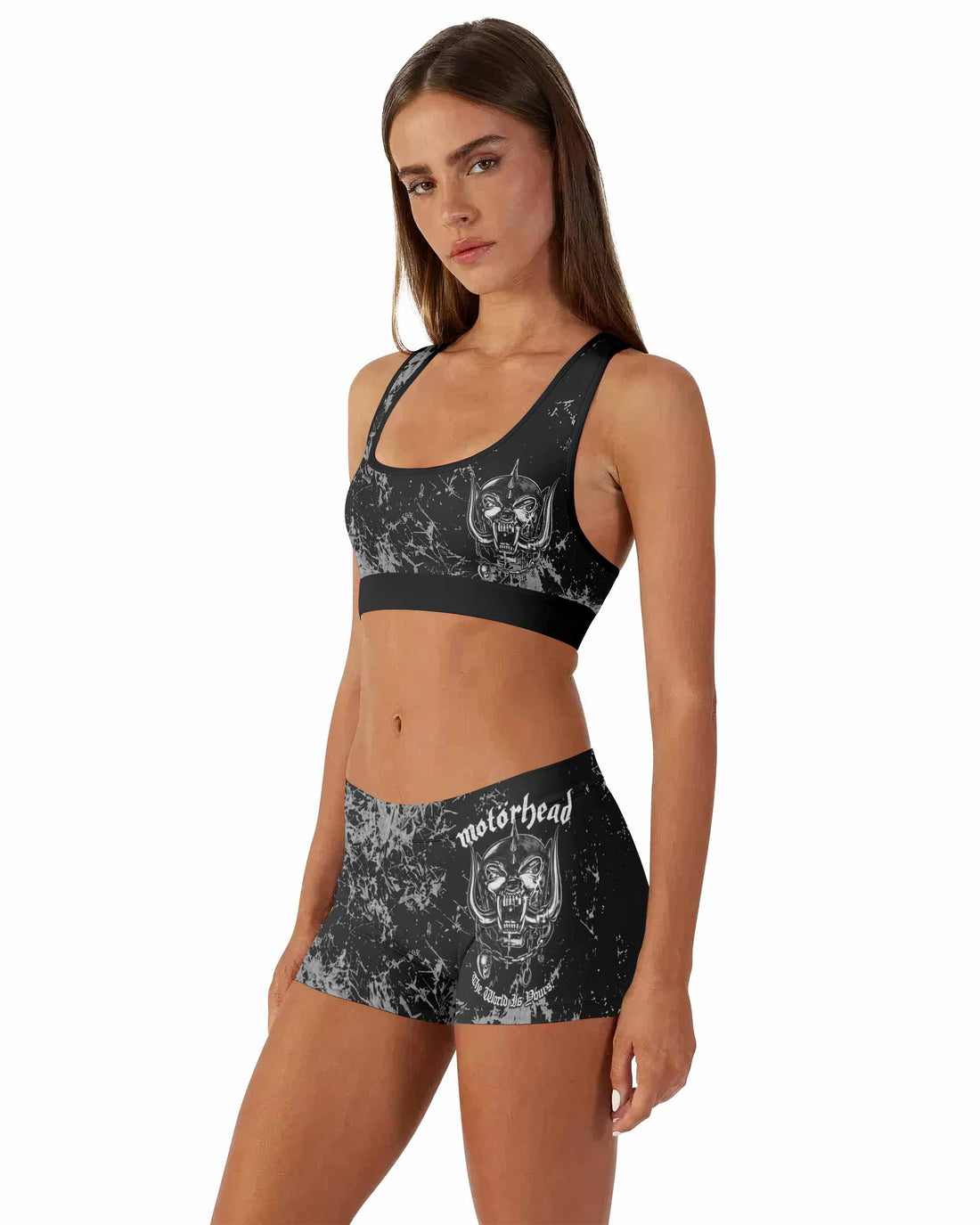 Motörhead The Wörld Is Yours Women's Workout Set - front lifestyle view