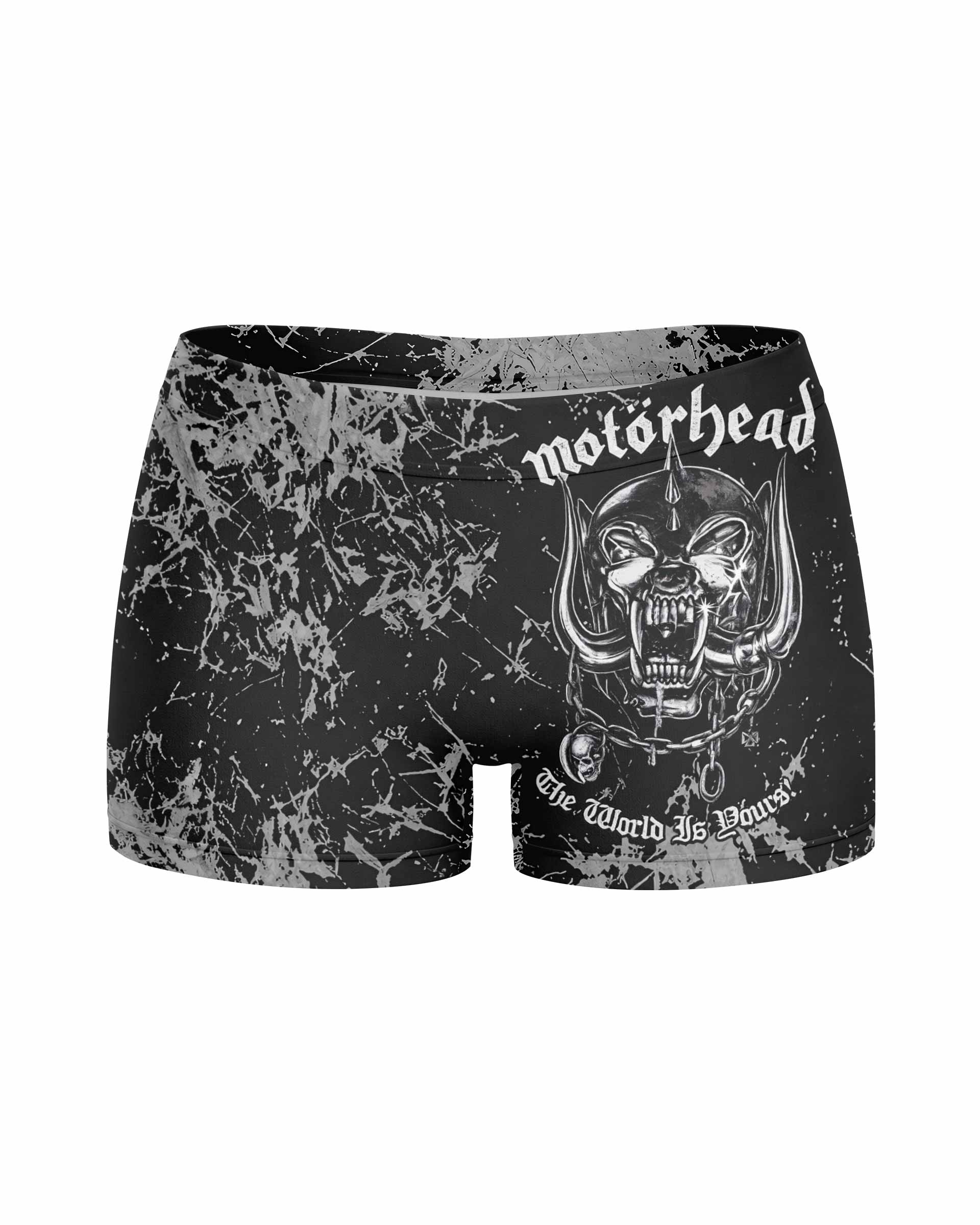 Motörhead The Wörld Is Yours Women's Yoga Shorts - front view mockup