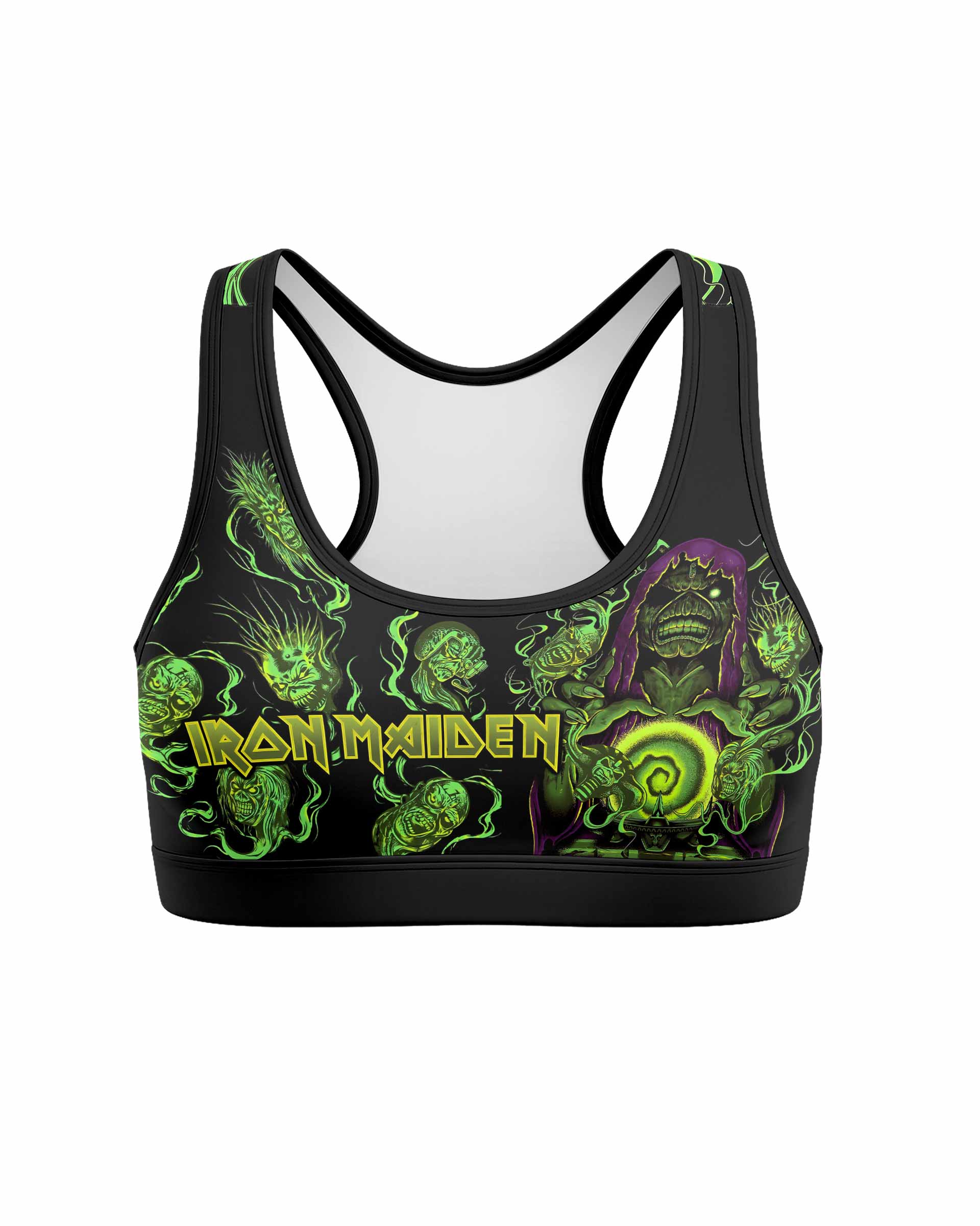 Iron Maiden Run For Your Lives Women's Padded Sports Bra - front view mockup