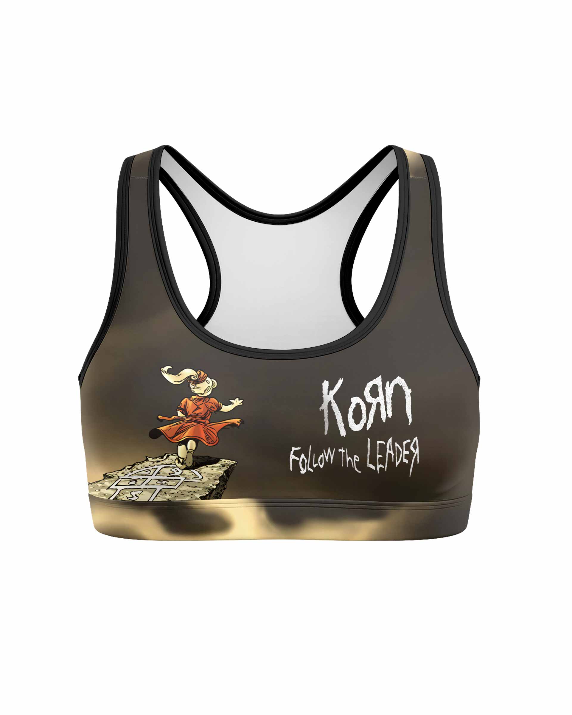 Korn Follow the Leader Women's Padded Sports Bra - front view mockup