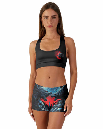 Twin Wolf Apocalypse Women's Workout Set - front lifestyle view