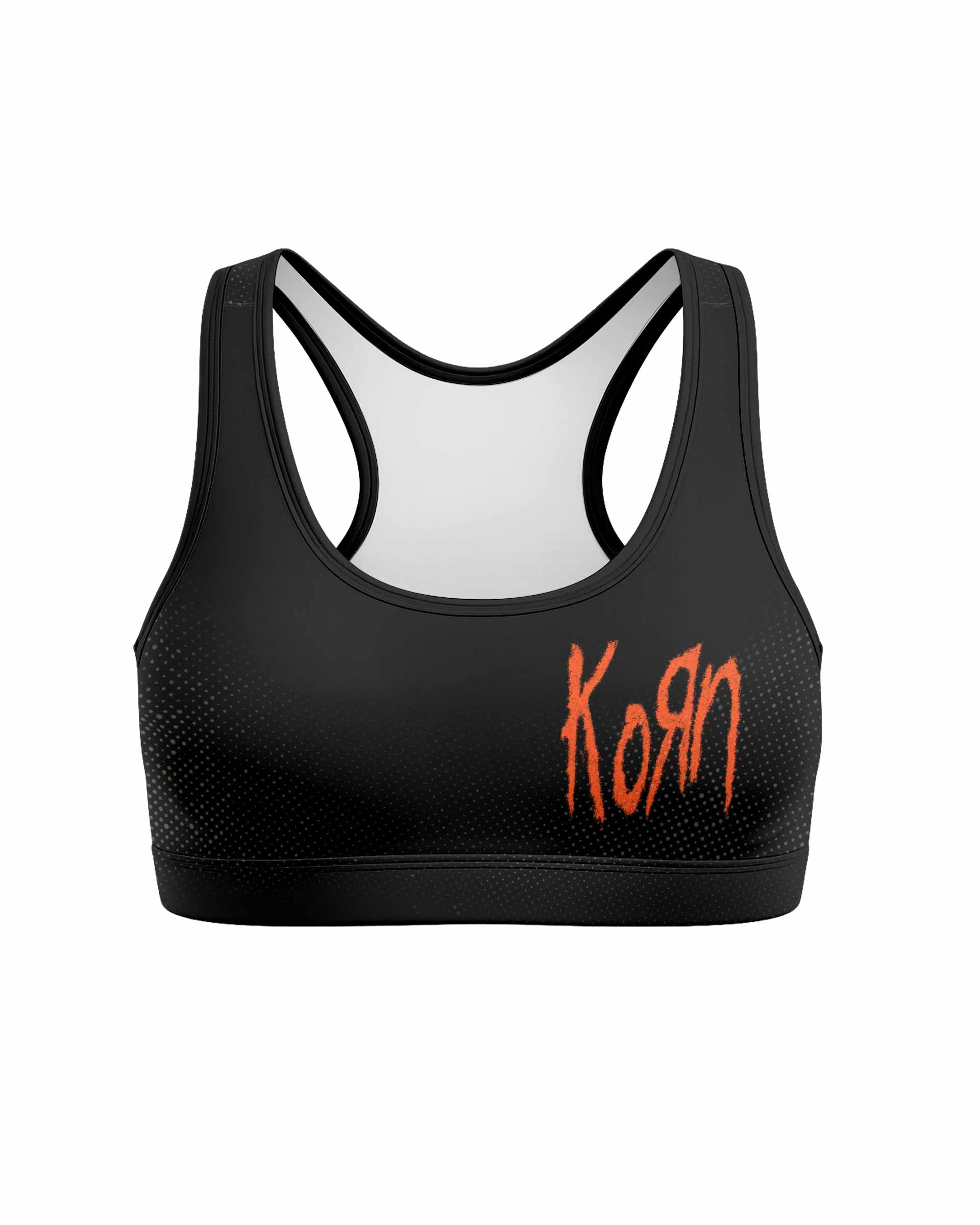 Korn Follow Cliff Women's Padded Sports Bra - front view mockup