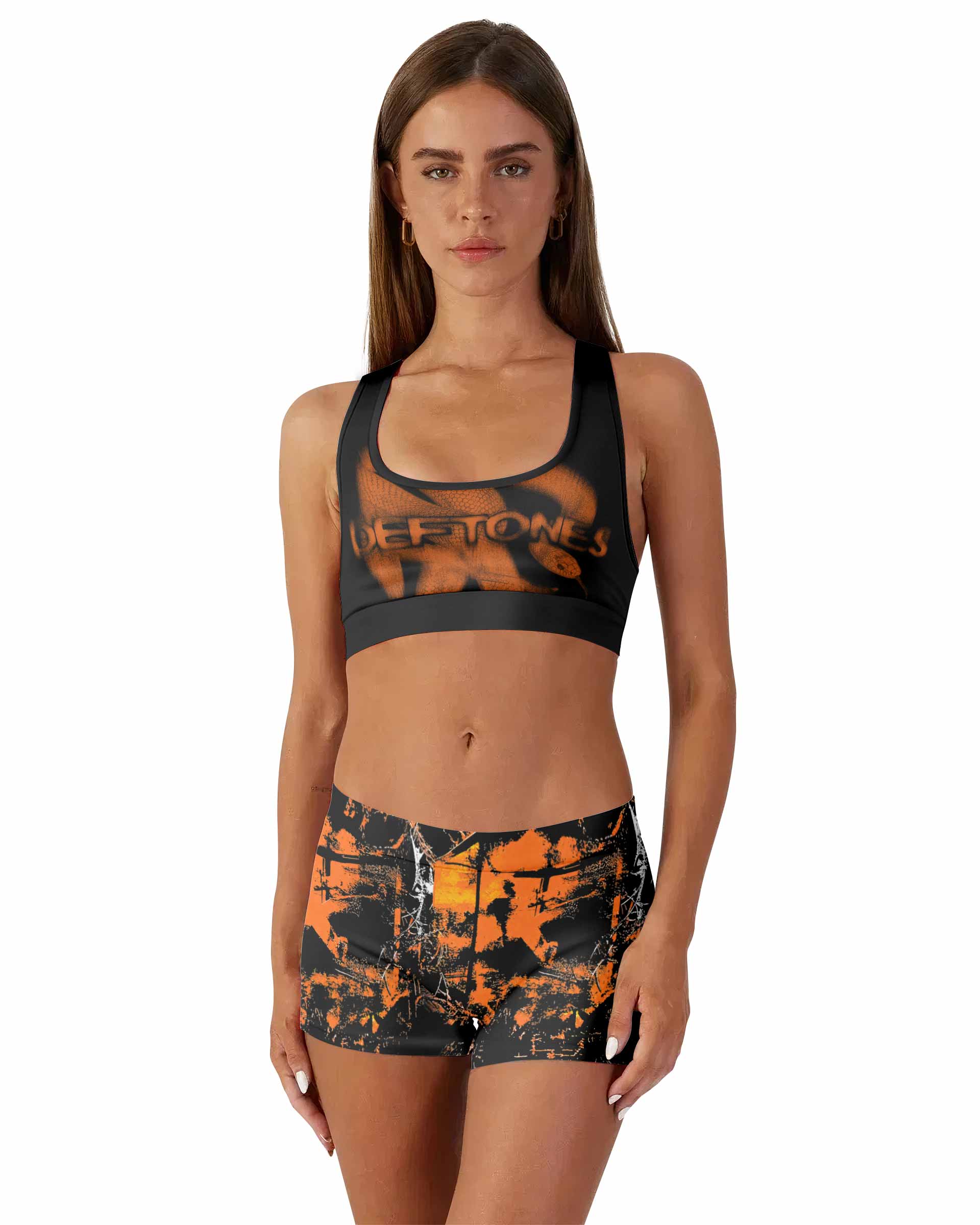 Deftones Etombed Women's Workout Set - front lifestyle view